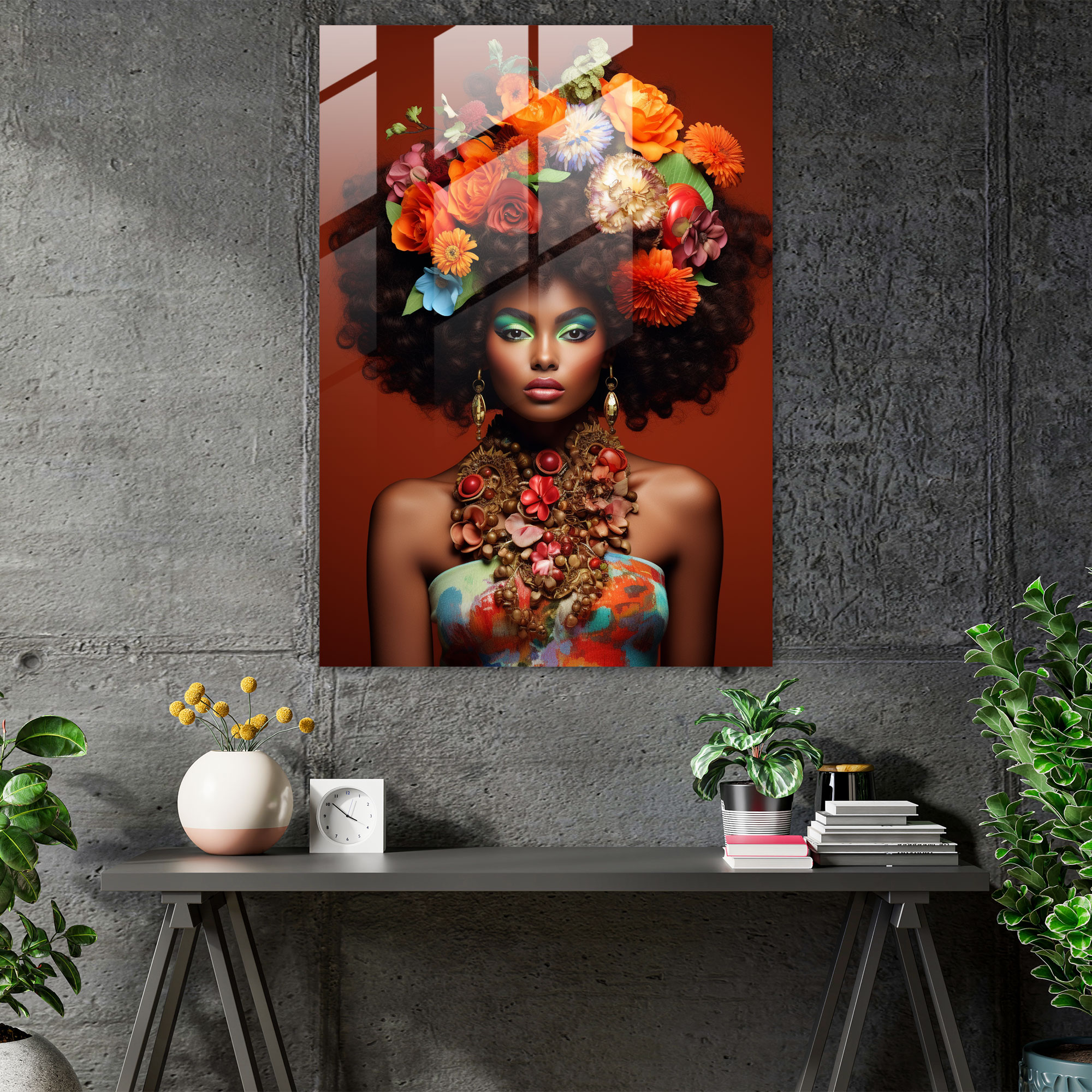 Afro Beauty Glass Print - Afro, Glass Print, Home Decoration, Glass Wall Art