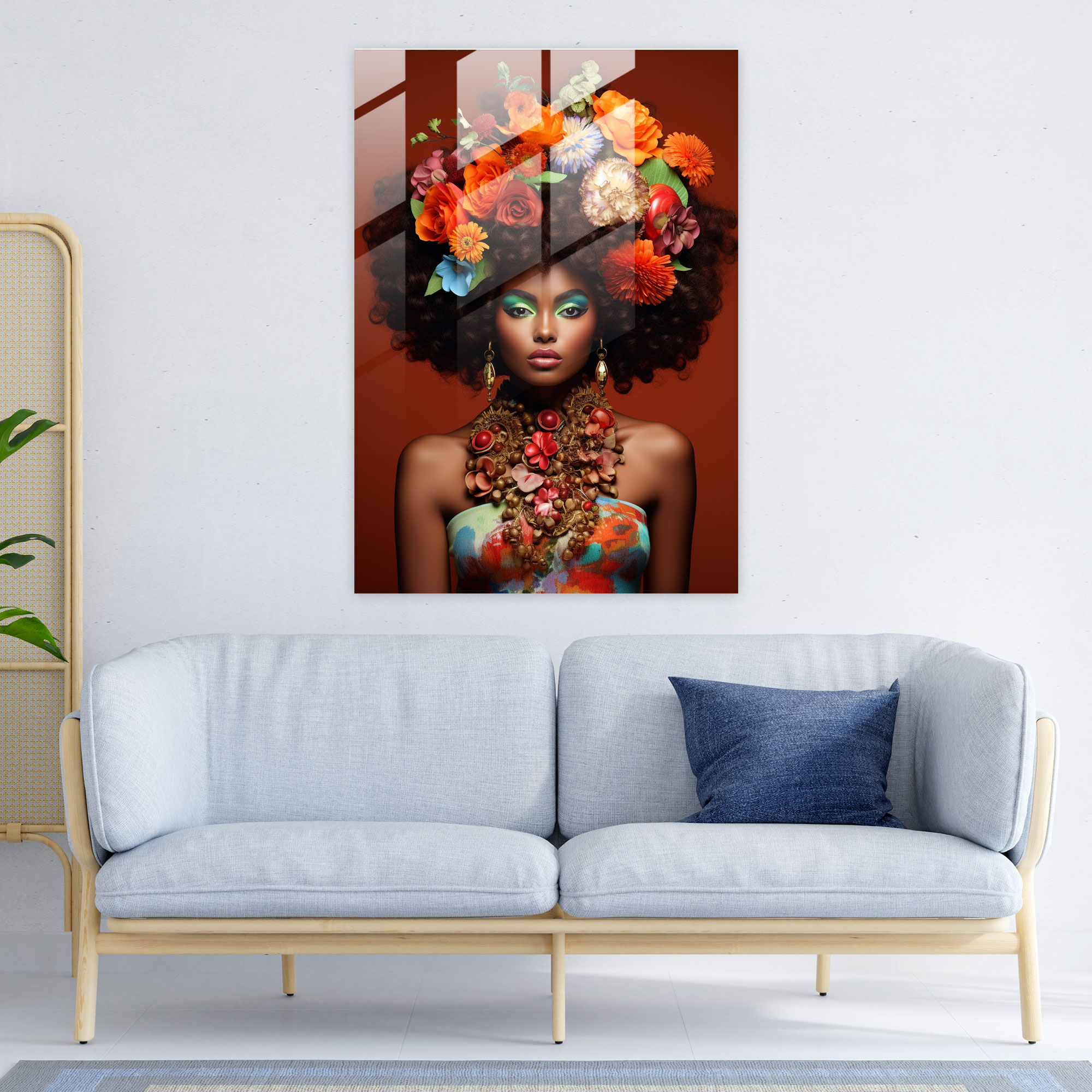 Afro Beauty Glass Print - Afro, Glass Print, Home Decoration, Glass Wall Art