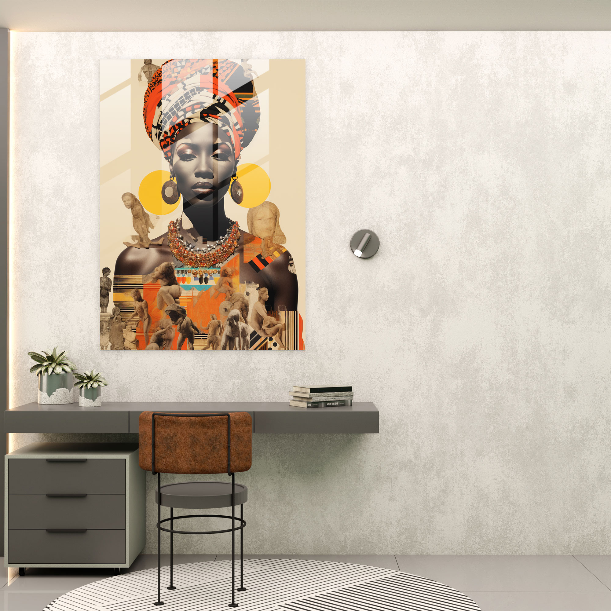 Afro Temalı Koleksiyon Cam Tablo - Afro Cam Sanatı Afrocentric