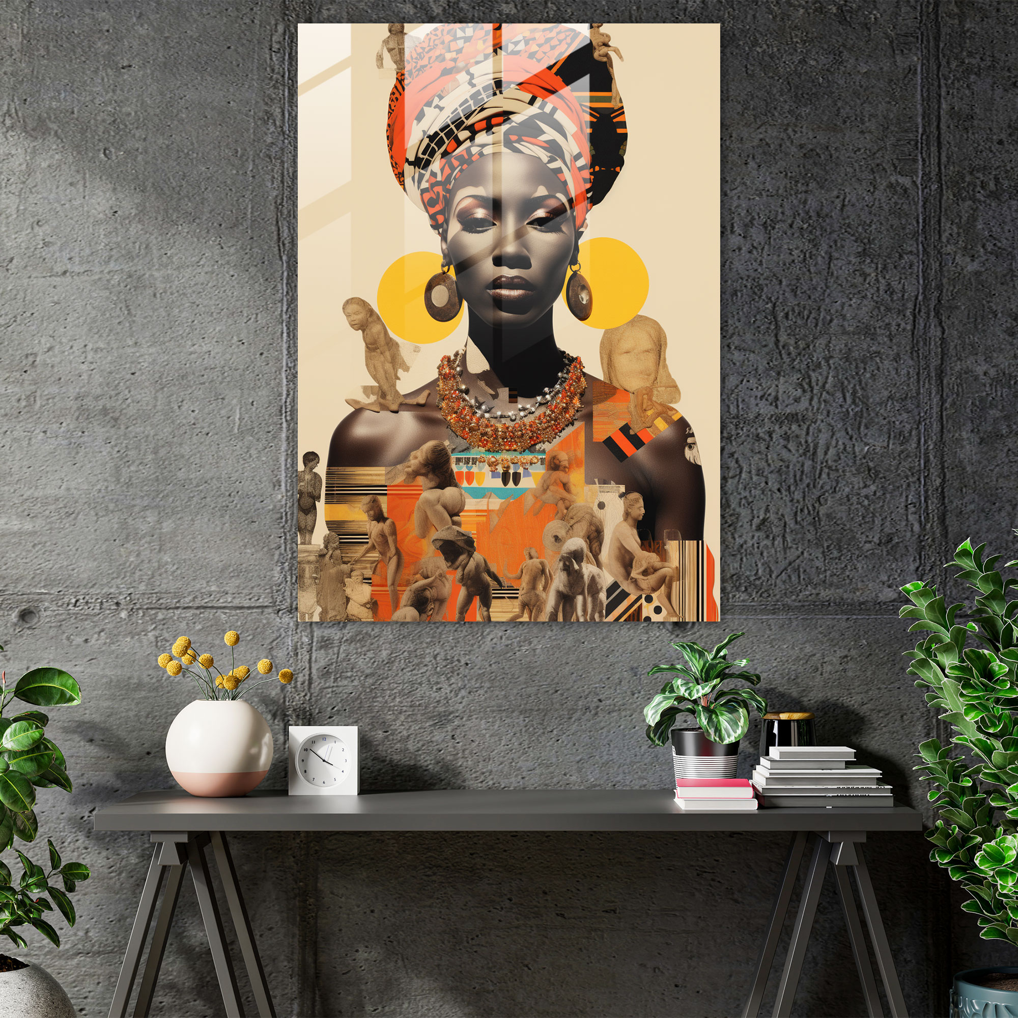 Afro Temalı Koleksiyon Cam Tablo - Afro Cam Sanatı Afrocentric