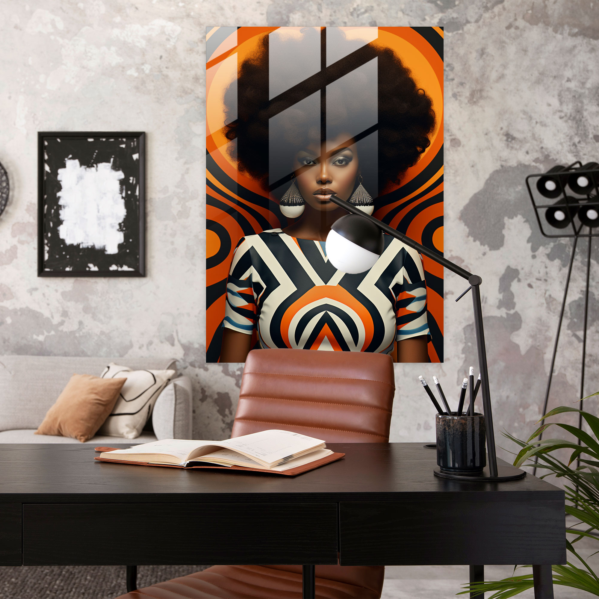Elegant Afro Geometric Glass Print - Afro, Geometric Patterns, Glass Print, Wall Decoration