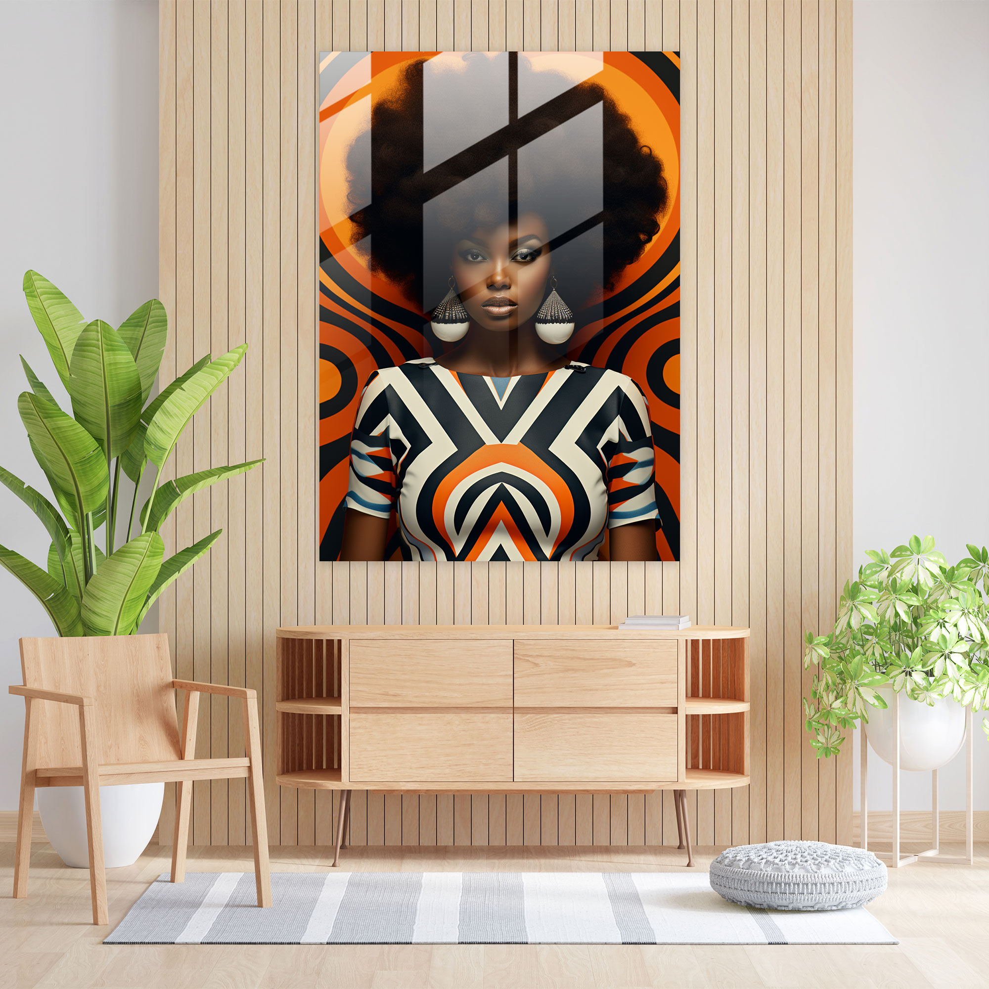 Elegant Afro Geometric Glass Print - Afro, Geometric Patterns, Glass Print, Wall Decoration