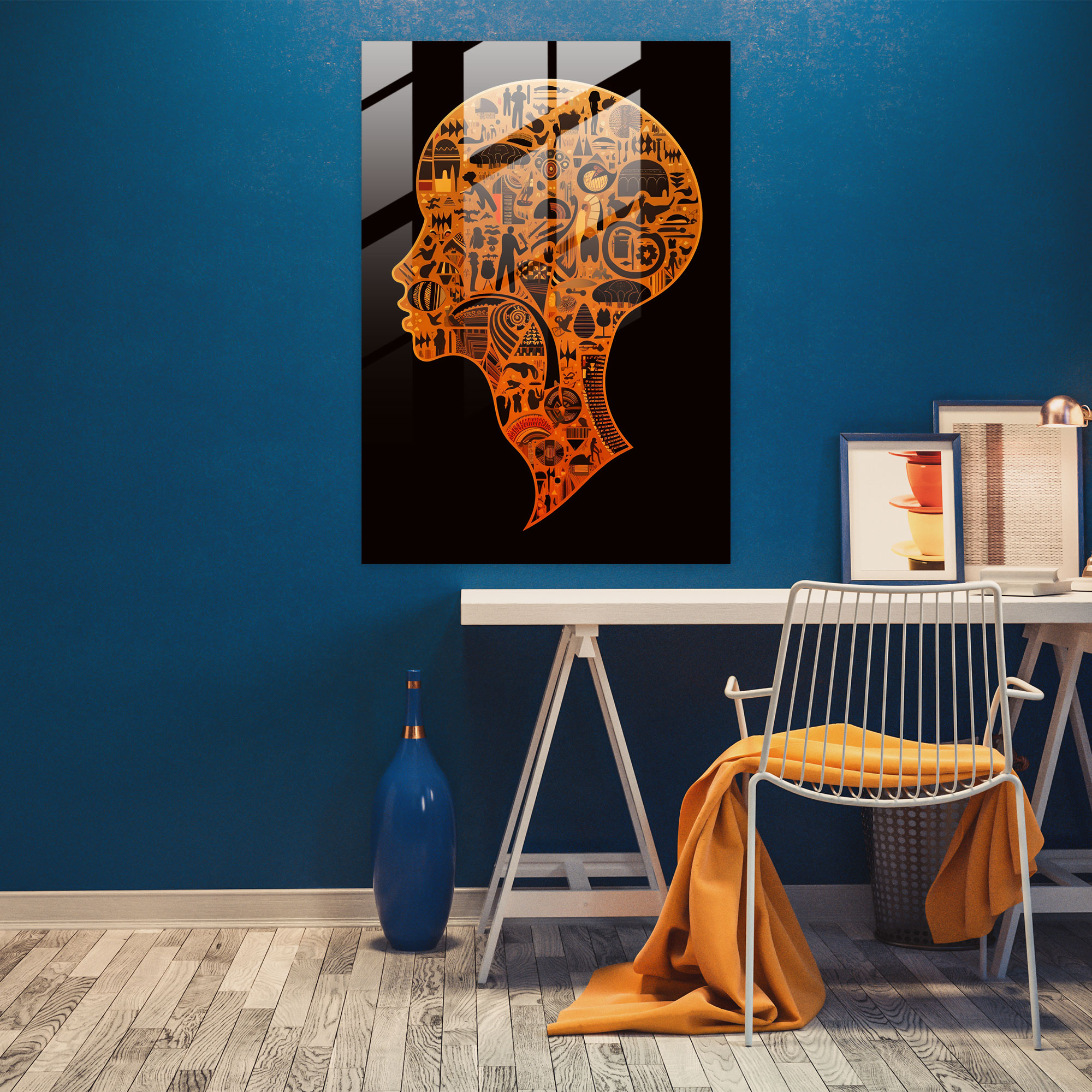Afrocentric Map Glass Print - Afro, Wall Decoration, Glass Wall Art, African Continent