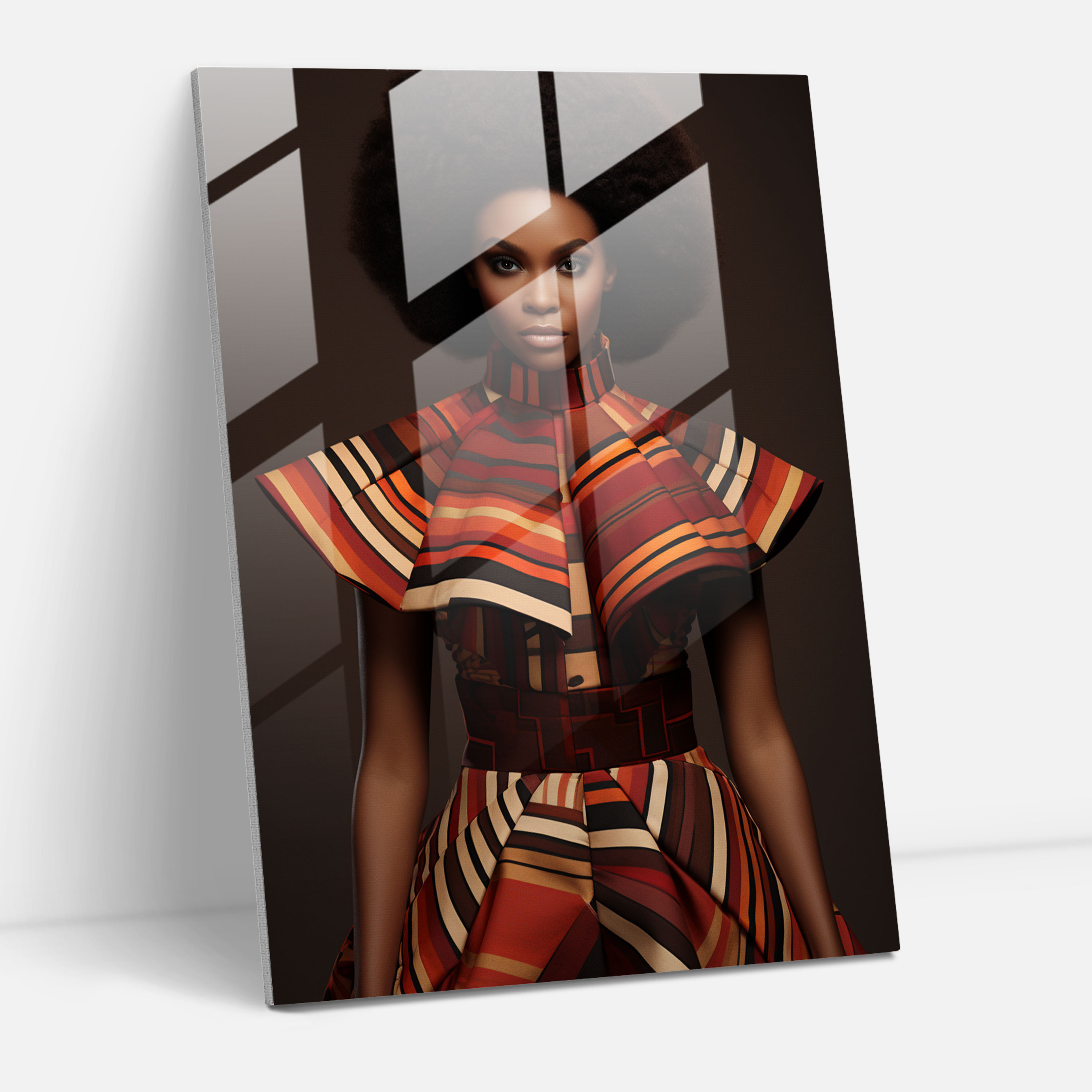 Contemporary Afro Glass Print - Afro, Afro-Inspired Pattern, Glass Art, Traditional Elements