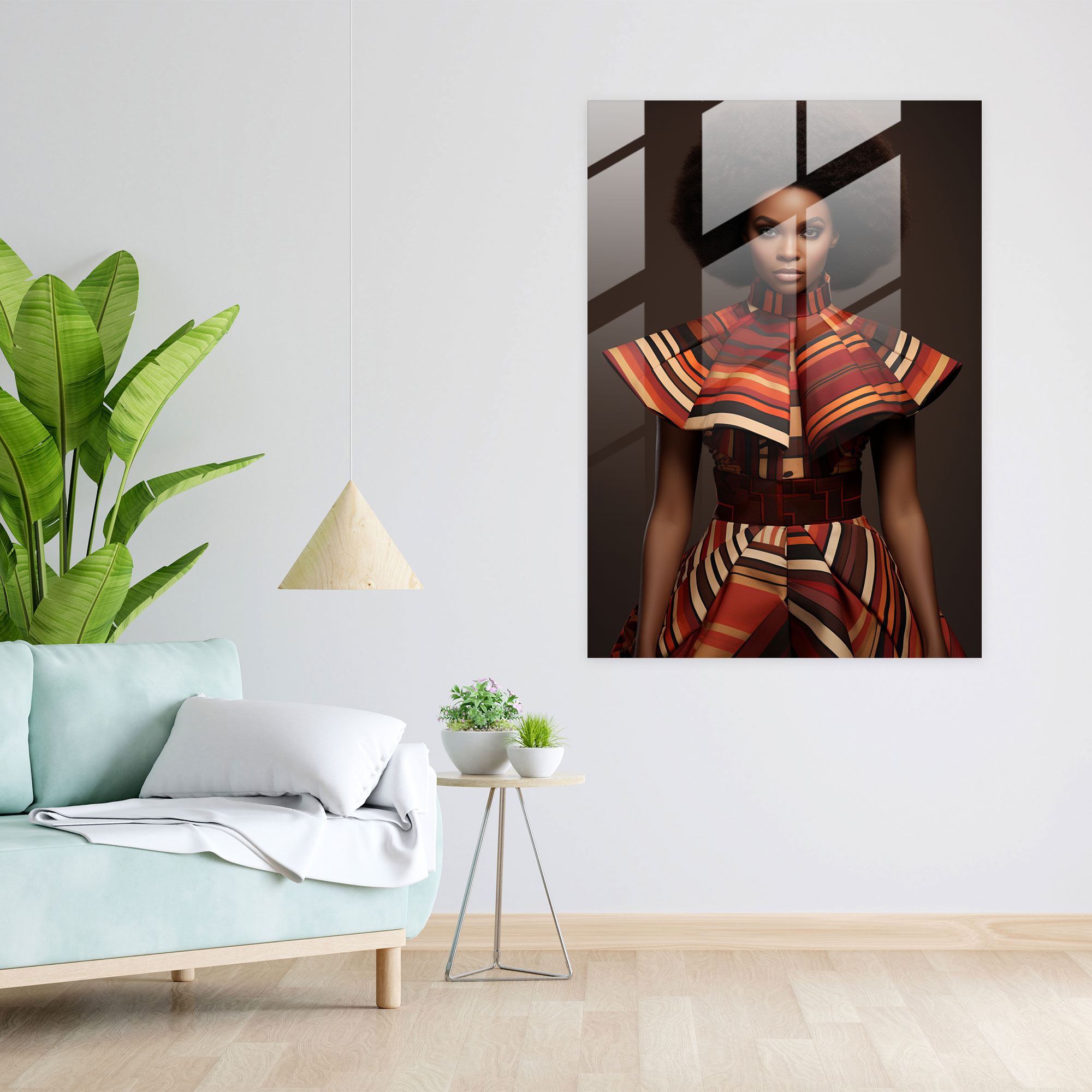 Contemporary Afro Glass Print - Afro, Afro-Inspired Pattern, Glass Art, Traditional Elements