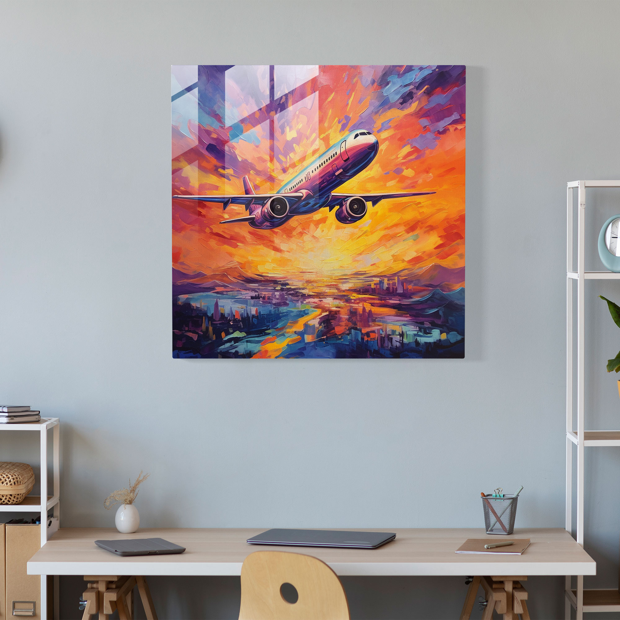 Airplane Glass Print - Airplane, Airplane, Wall Decoration, Modern Art