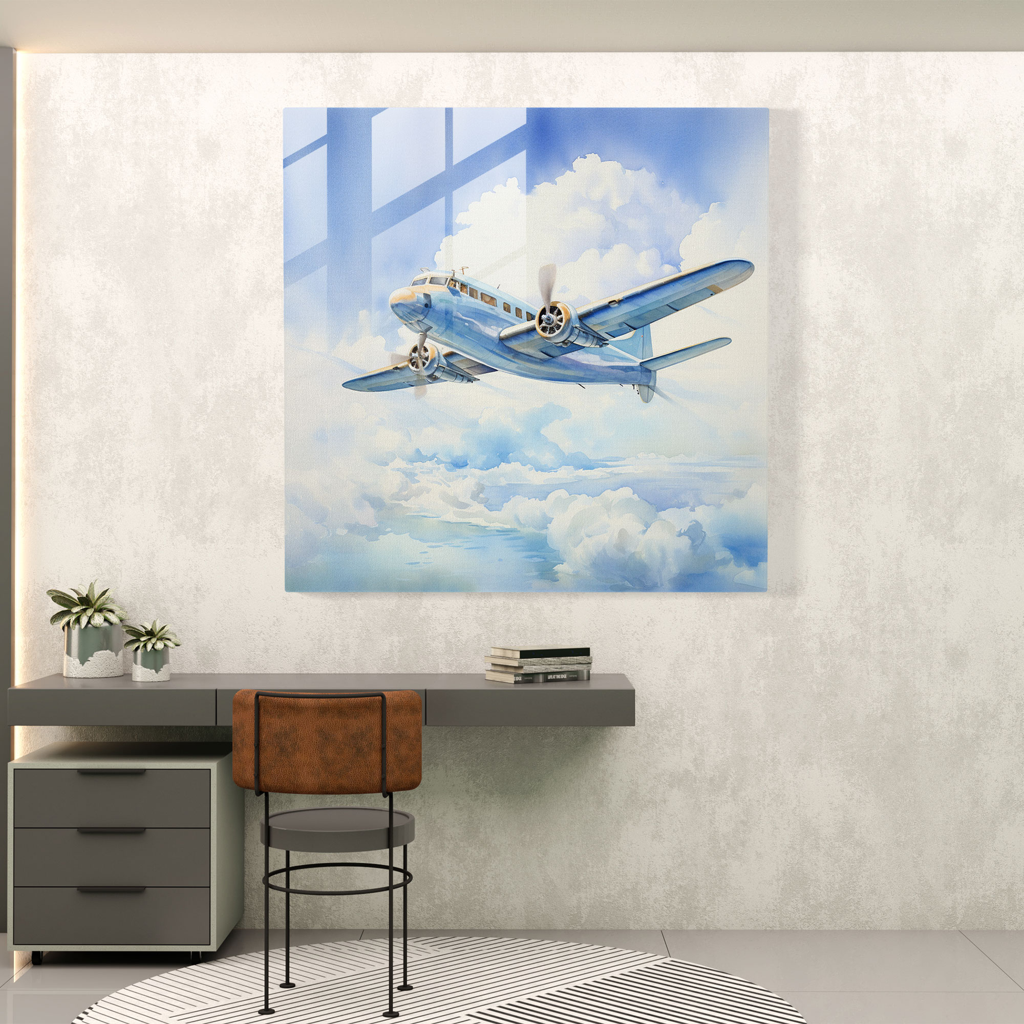 Airplane Glass Wall Art - Airplane, Airplane, Modern Art, Elegant