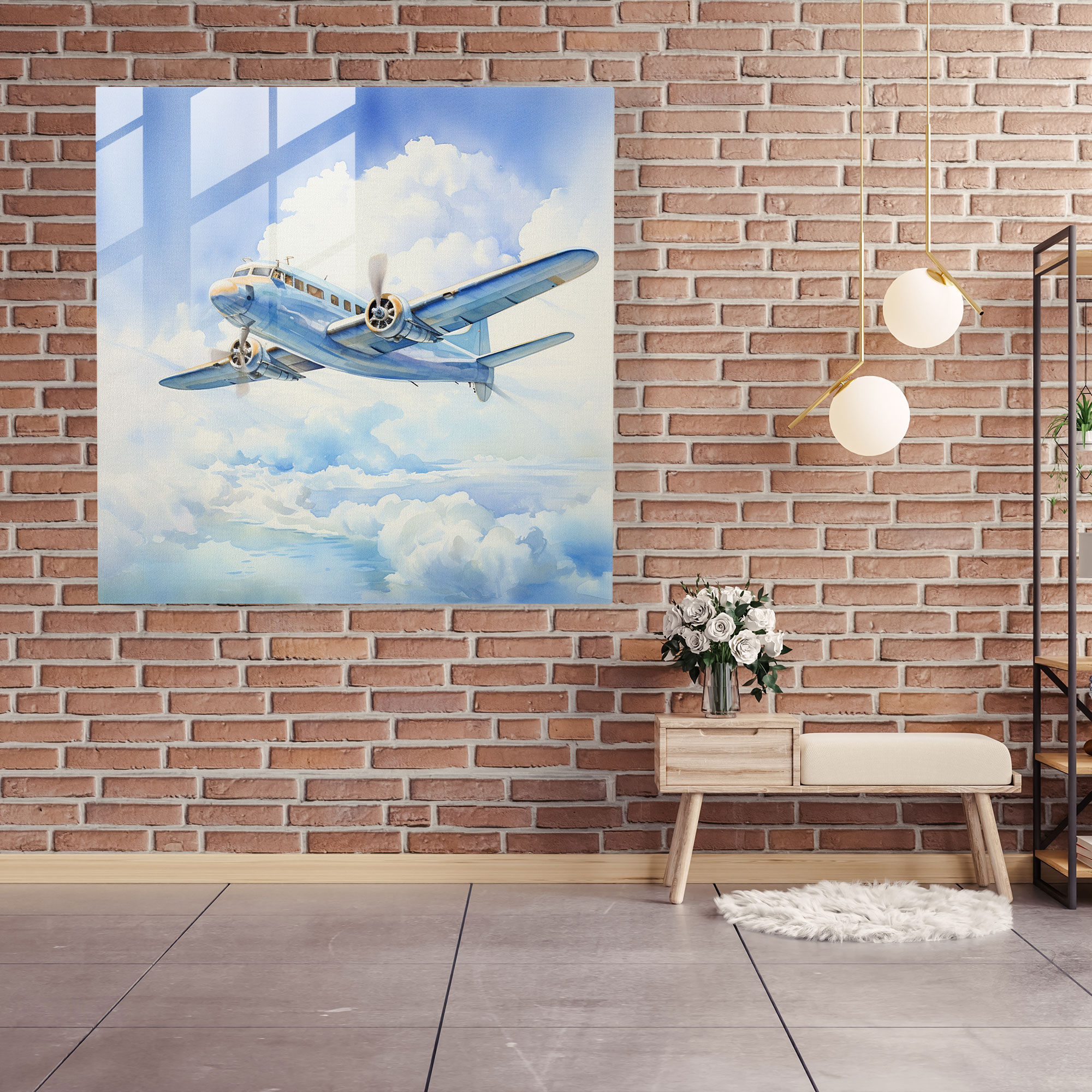 Airplane Glass Wall Art - Airplane, Airplane, Modern Art, Elegant