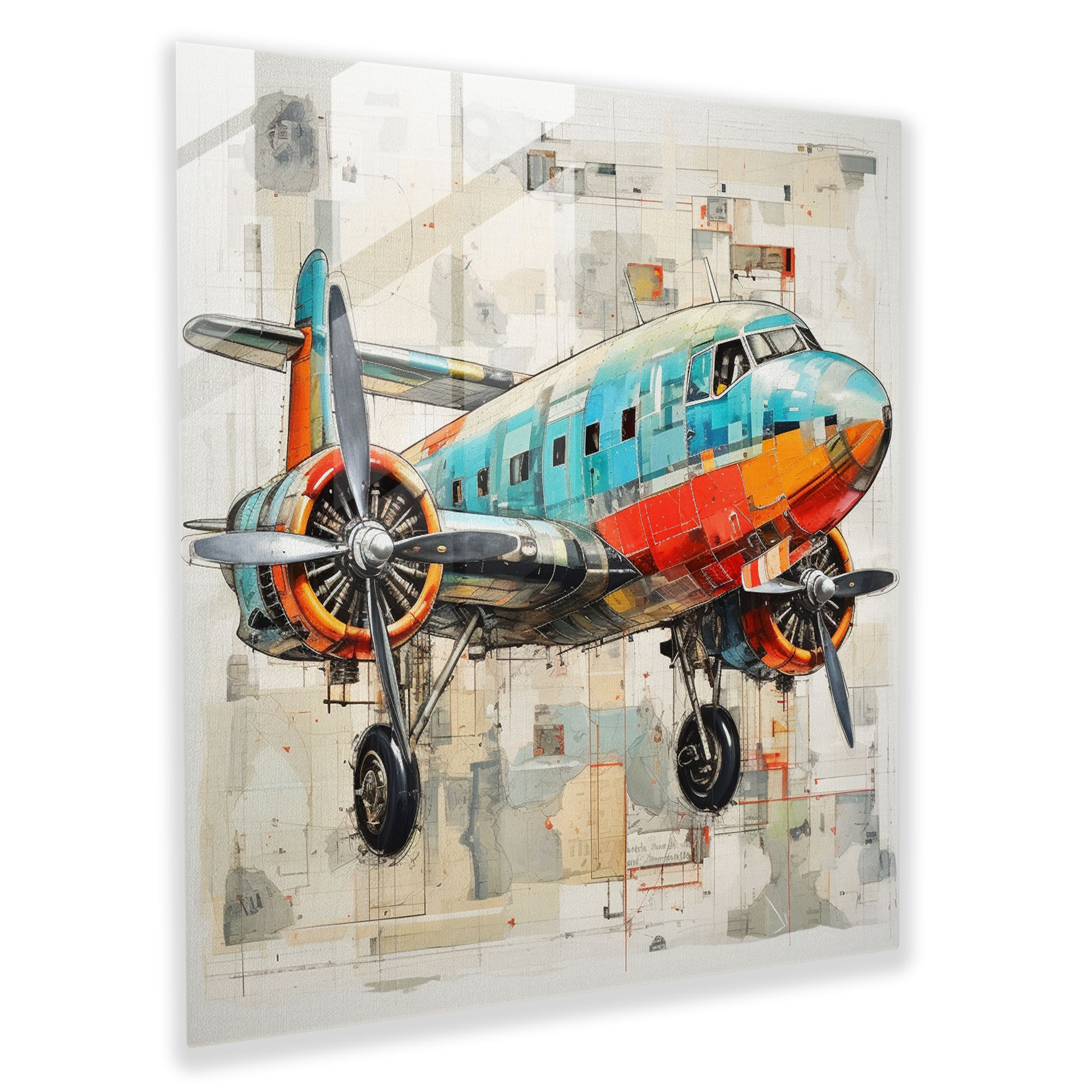 Airplane Glass Print - Airplane, Glass Art, Home Decoration, Creativity