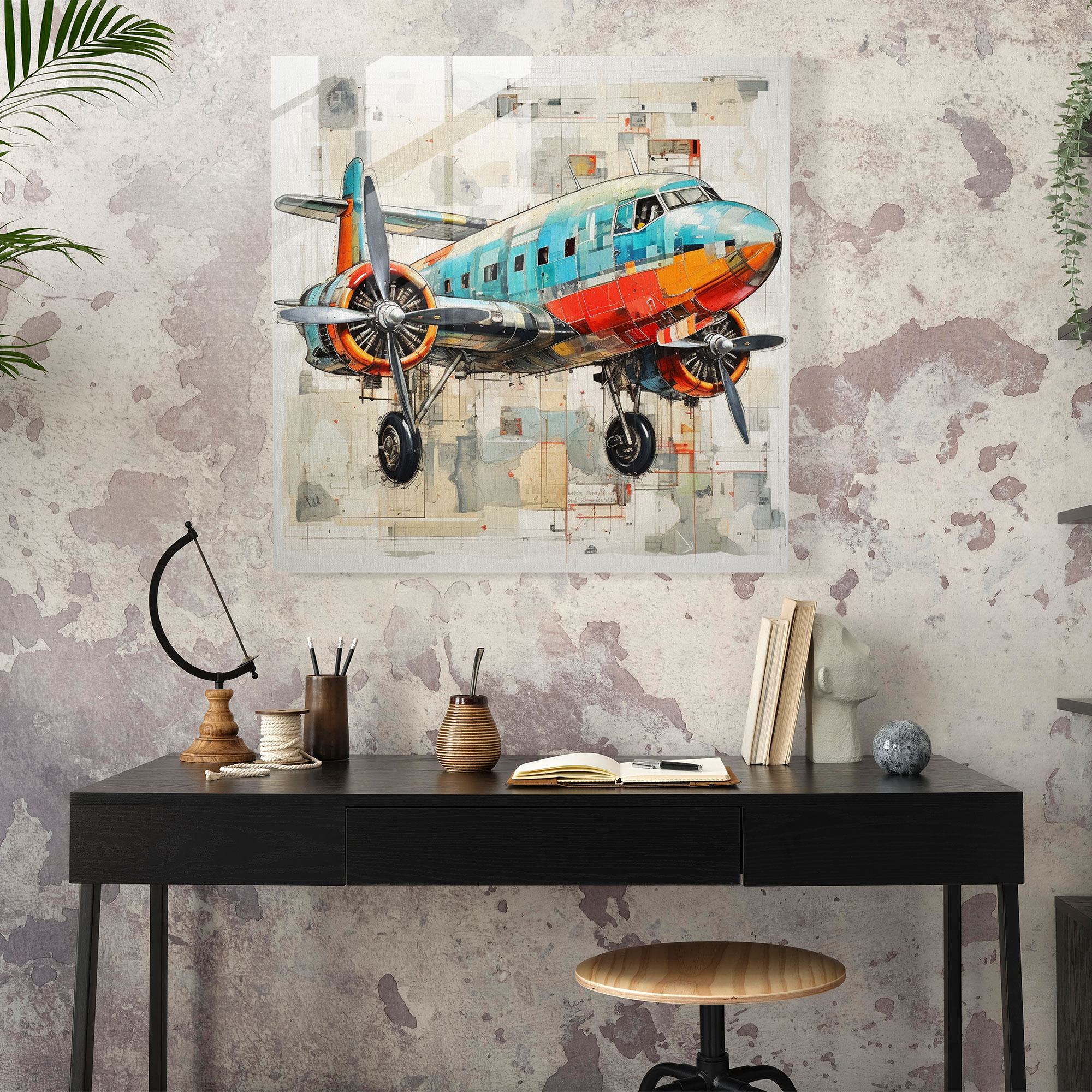 Airplane Glass Print - Airplane, Glass Art, Home Decoration, Creativity