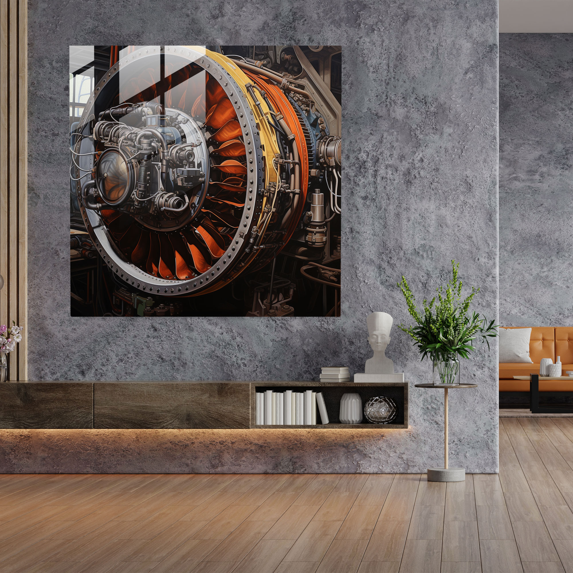 Airplane Glass Wall Art - Airplane, Oil Painting, Home Decoration, Realistic
