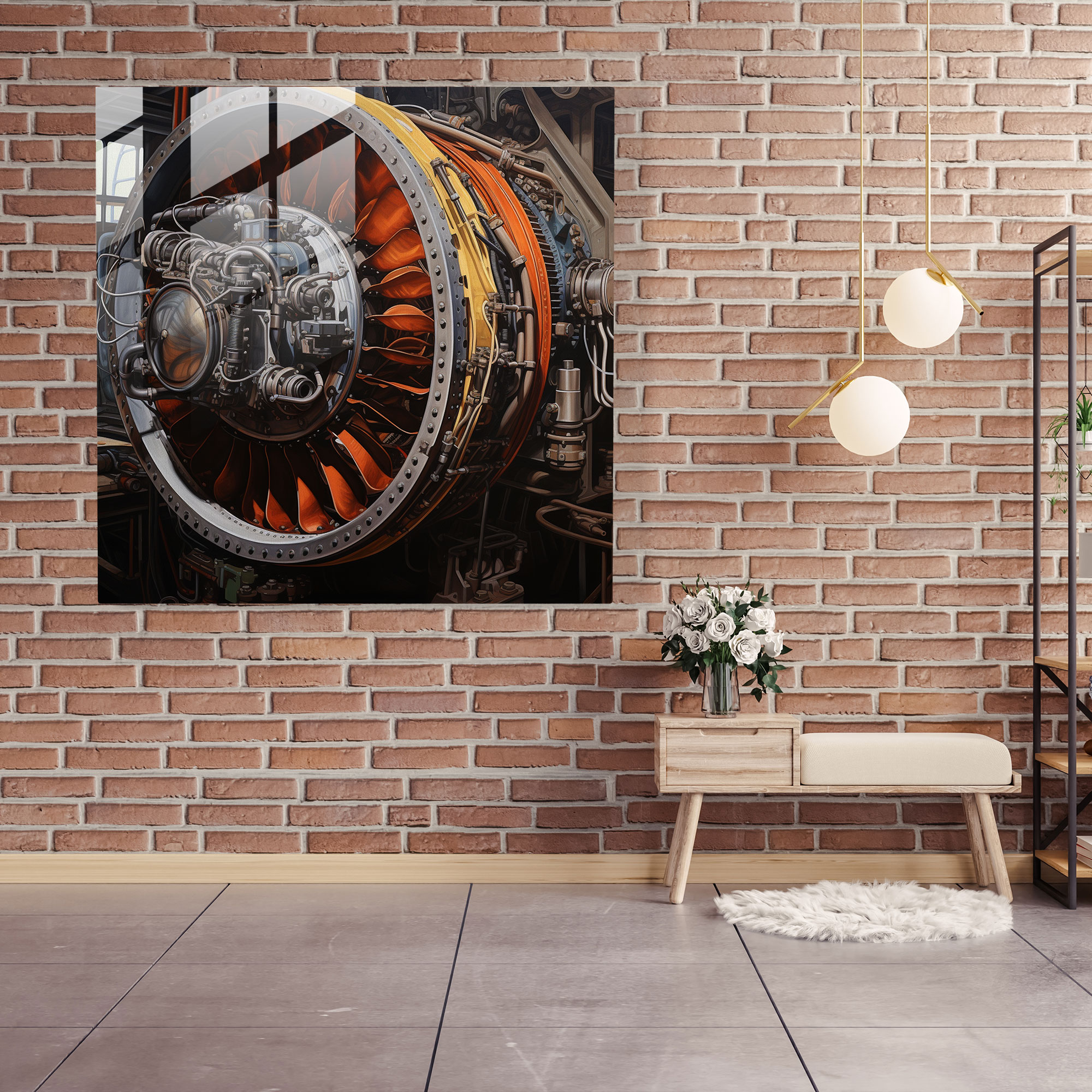 Airplane Glass Wall Art - Airplane, Oil Painting, Home Decoration, Realistic