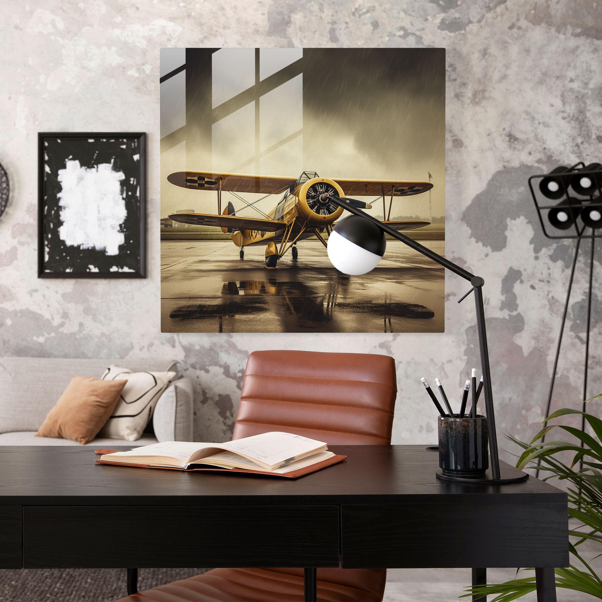 Vintage Airplane Glass Print - Airplane, Vintage, Realistic Photograph, Adventure
