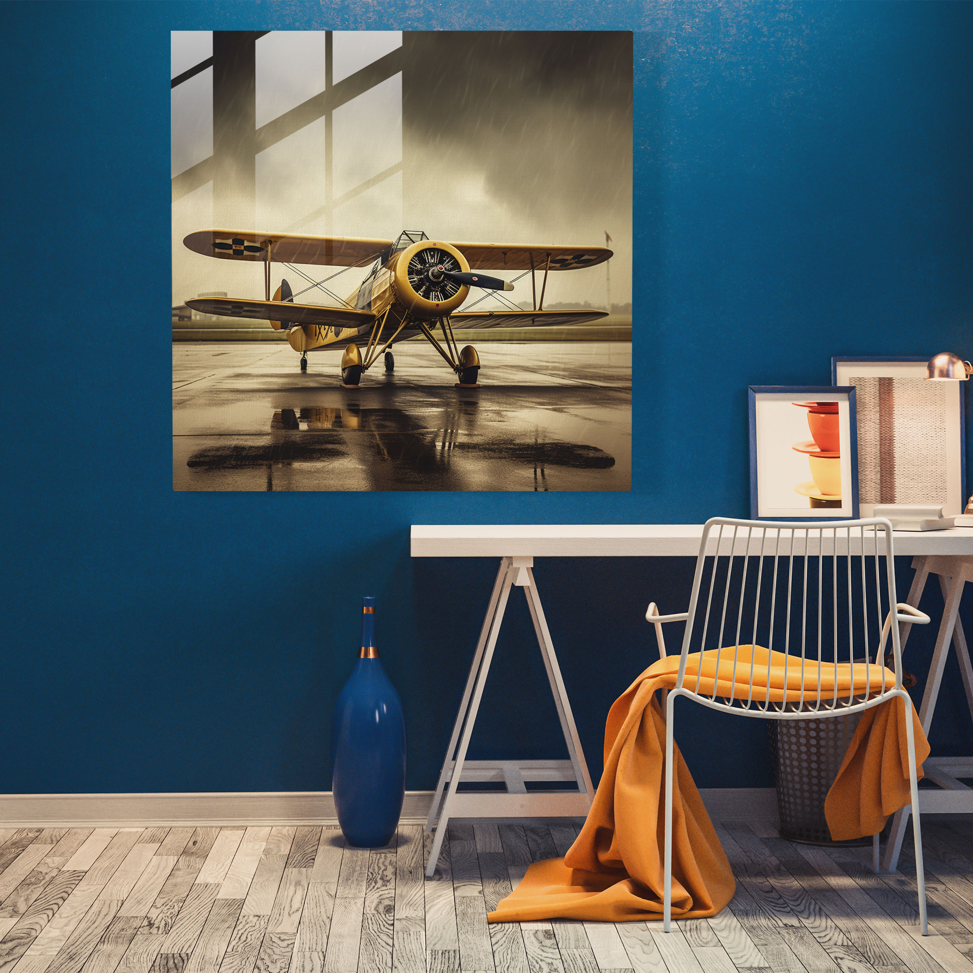 Vintage Airplane Glass Print - Airplane, Vintage, Realistic Photograph, Adventure