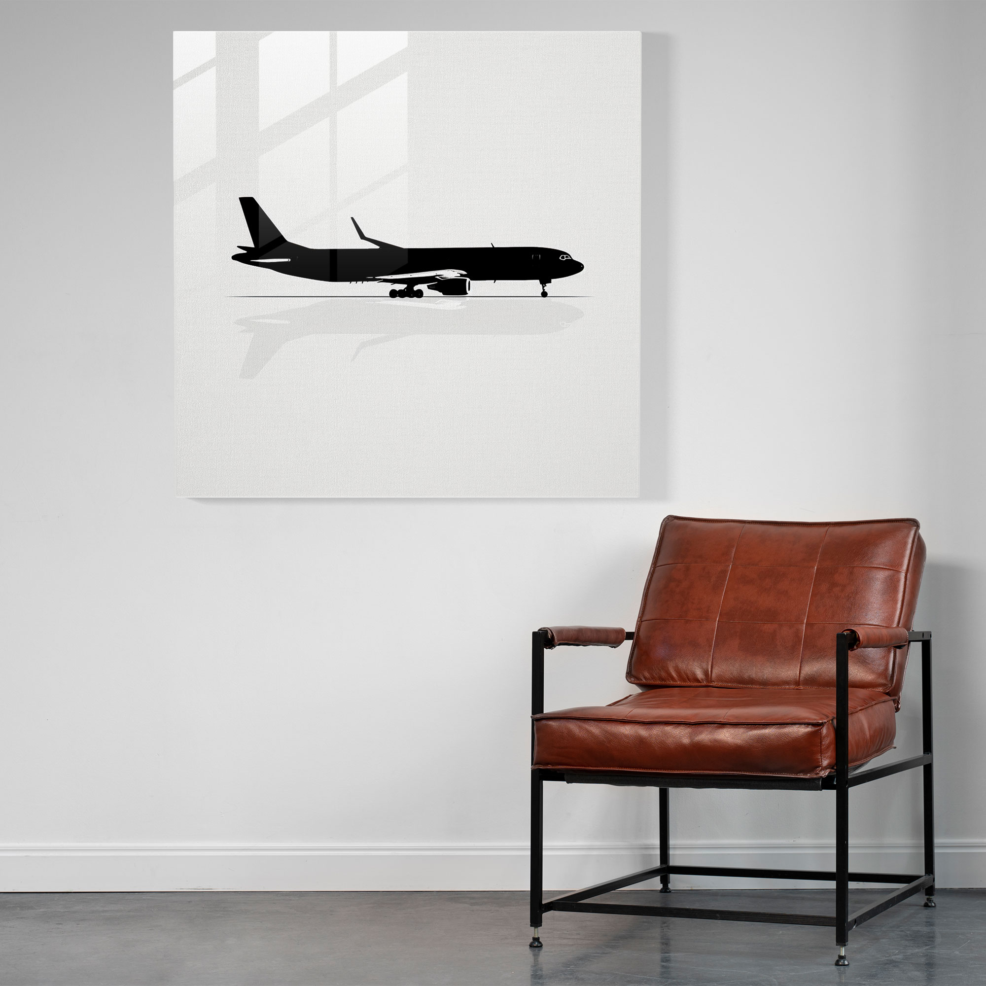 Minimalist Airplane Glass Print - Airplane, Home Decoration, Modern Art, Glass Print