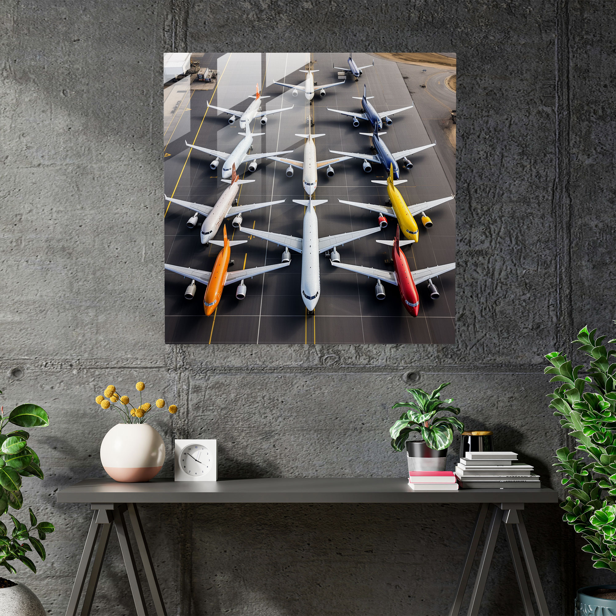 Contemporary Airplanes Glass Print - Airplane, Contemporary Photograph, Modern Art, Glass Art