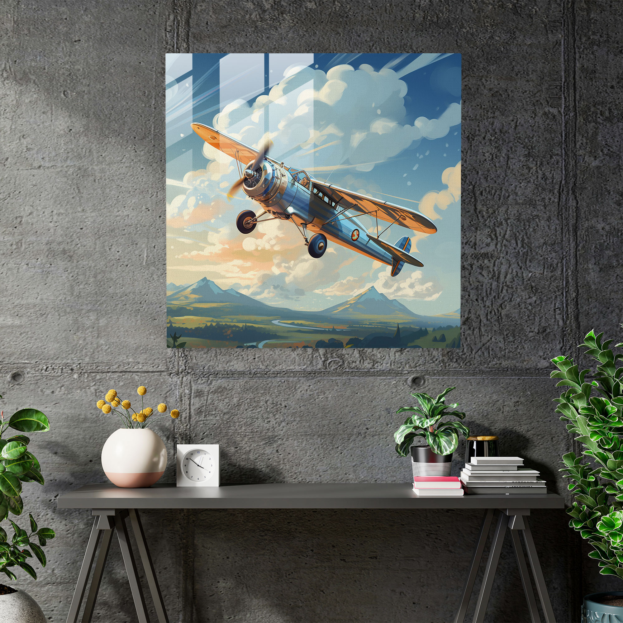 Airplane Glass Print - Digital Illustration - Airplane, Modern Art, Wall Decoration, Wonder