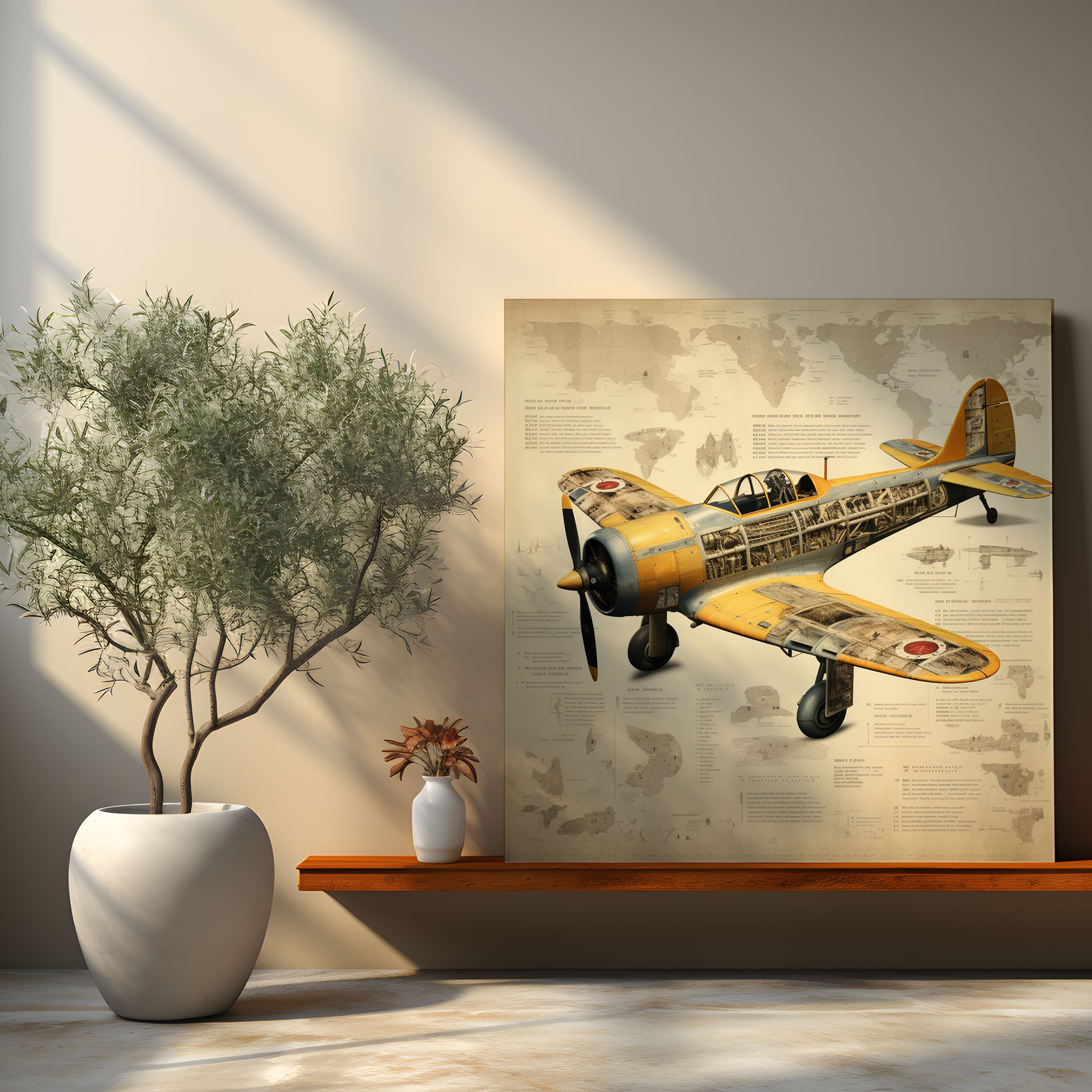 Vintage Airplane Collage Canvas Print - Airplane, Wall Decoration, Collage Artwork, Canvas Print