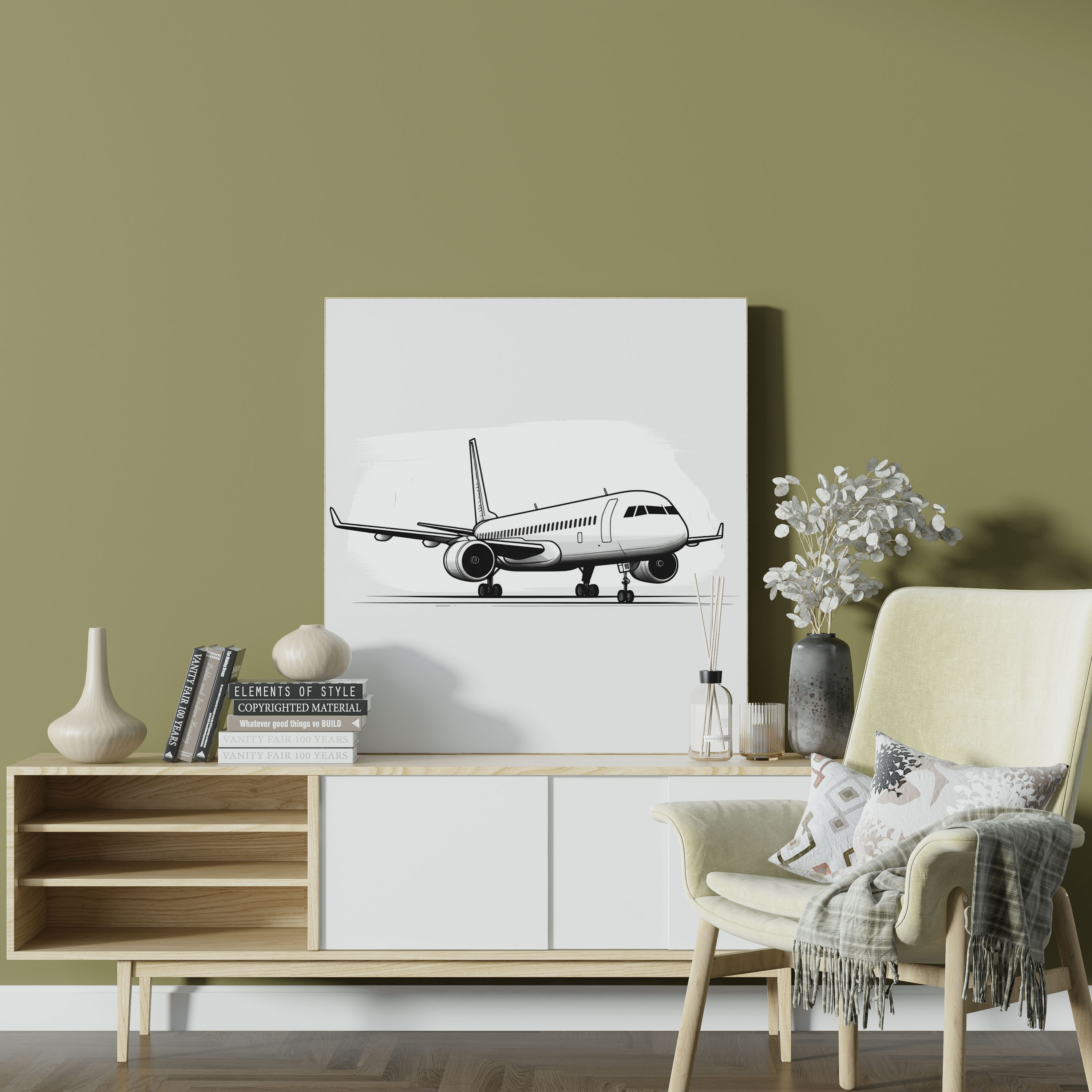 Minimalist Airplane Canvas Print - Airplane, Airplane, Wall Art, Modern Sophistication