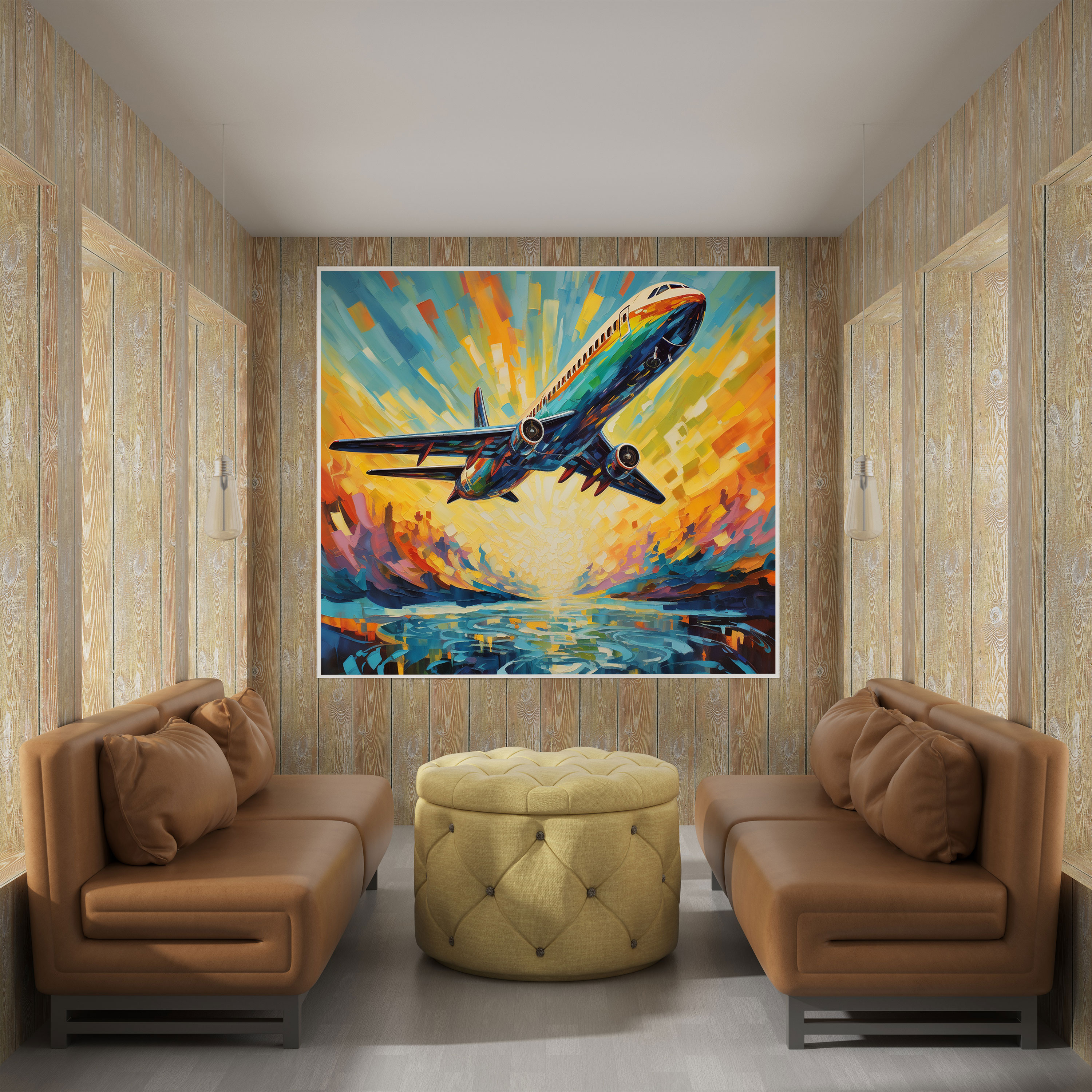Airplane Canvas Print - Colorful Abstract Acrylic Painting - Wall Art - Airplane, Canvas Wall Art, Wall Decoration, Canvas Print