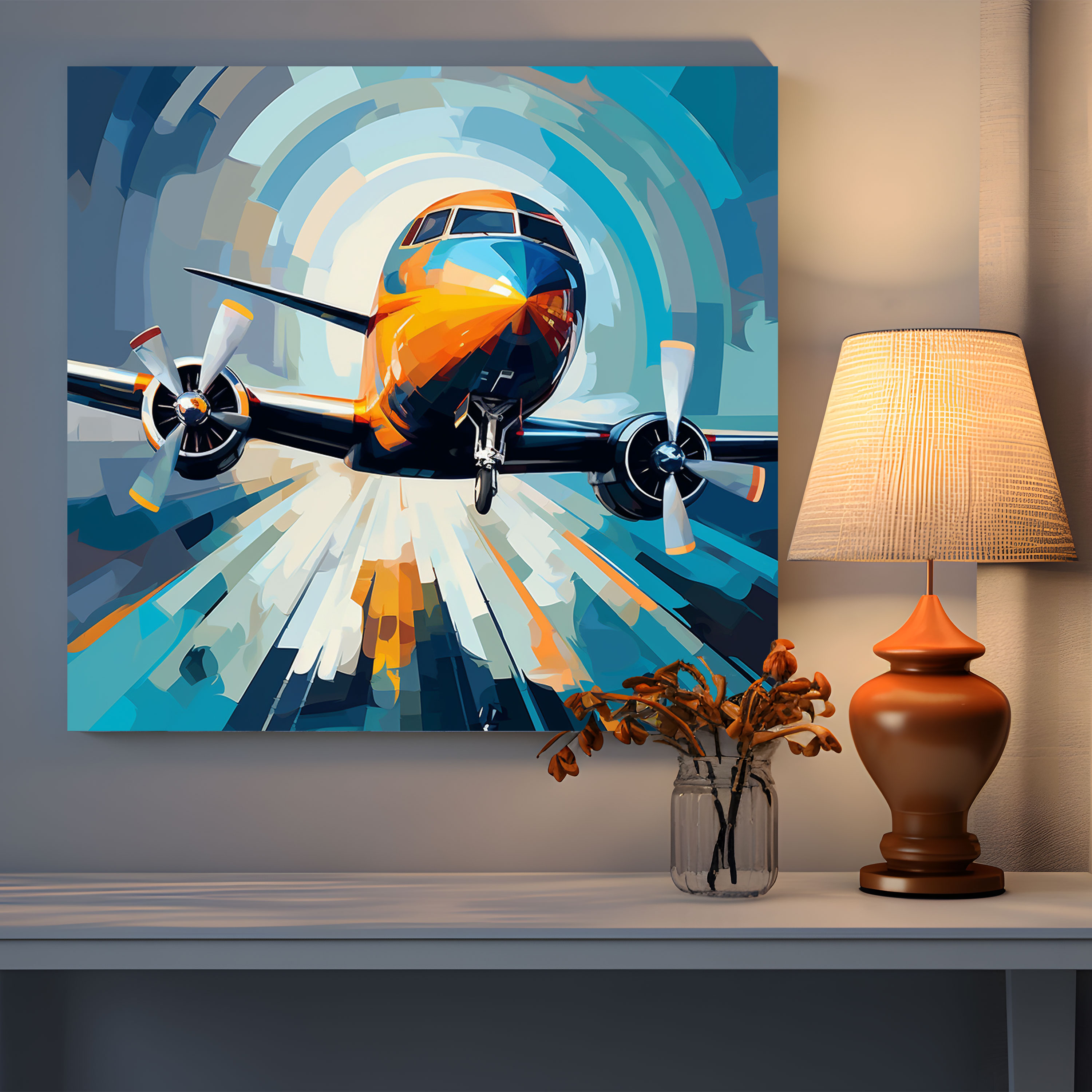Sleek Airplane Canvas Print - Digital Art Print - Wall Decoration - Airplane, Wall Art, Canvas Print, Home Decoration