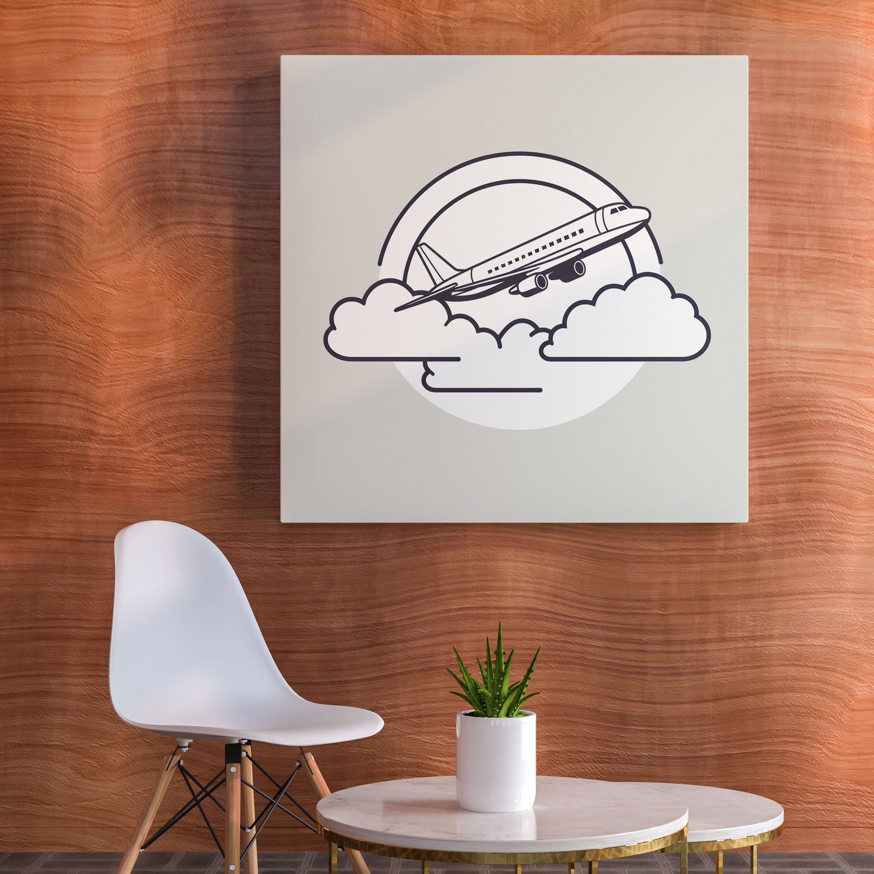 Airplane Canvas Print - Minimalist Line Art Wall Decoration - Airplane, Home Decoration, Wall Decoration, Line Art