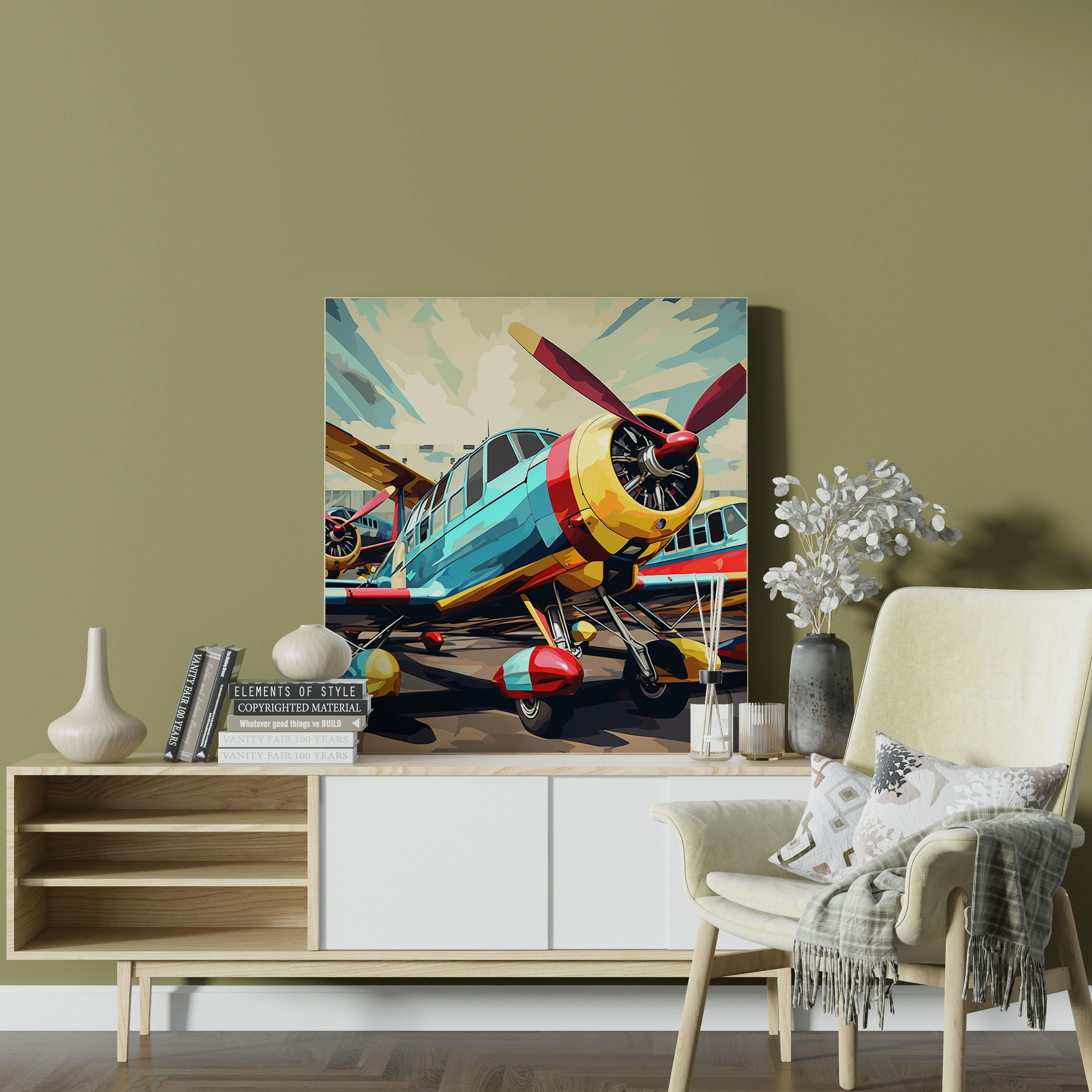 Airplane Canvas Print - Pop Art Style Wall Art - Airplane, Canvas Wall Art, Airplane, Canvas