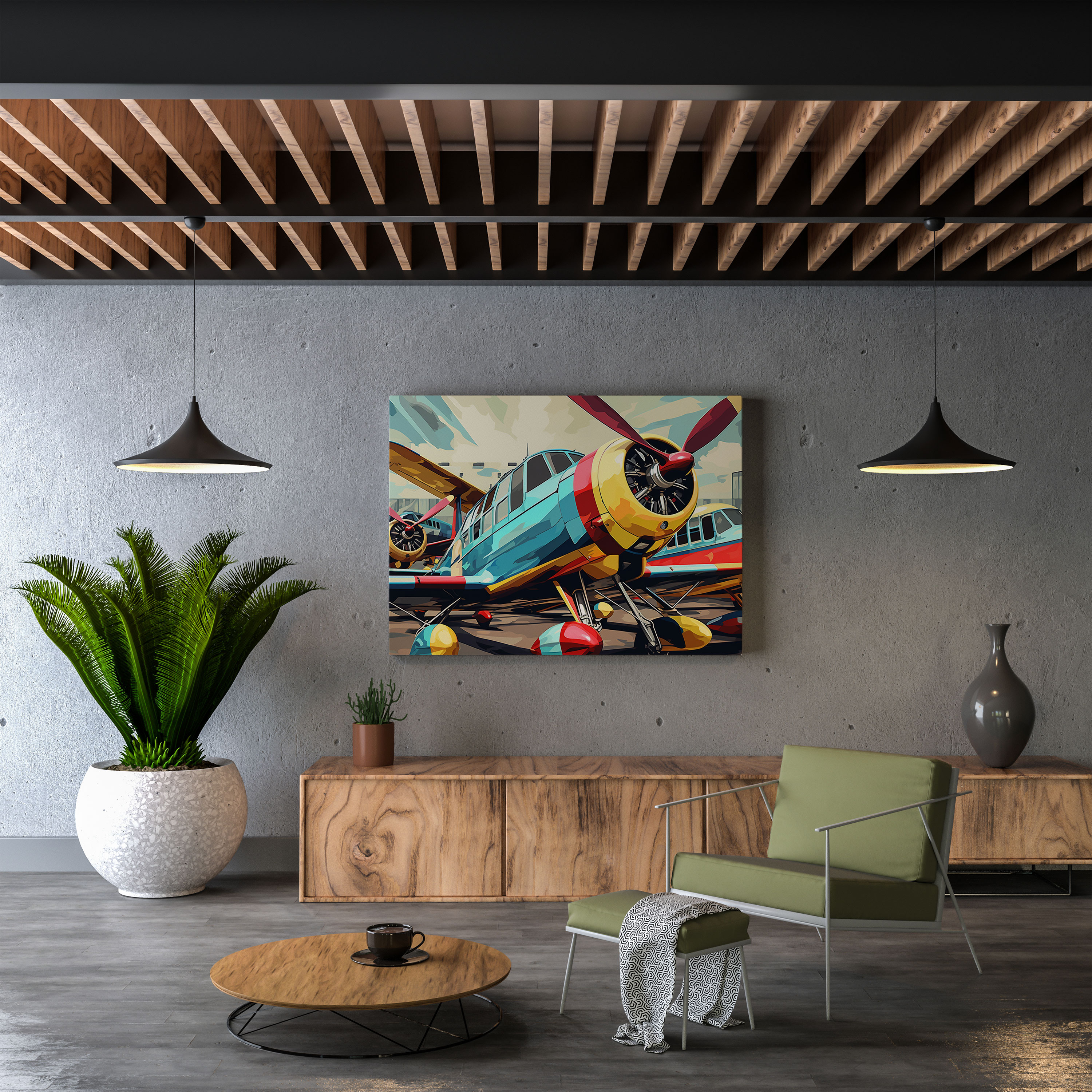 Airplane Canvas Print - Pop Art Style Wall Art - Airplane, Canvas Wall Art, Airplane, Canvas