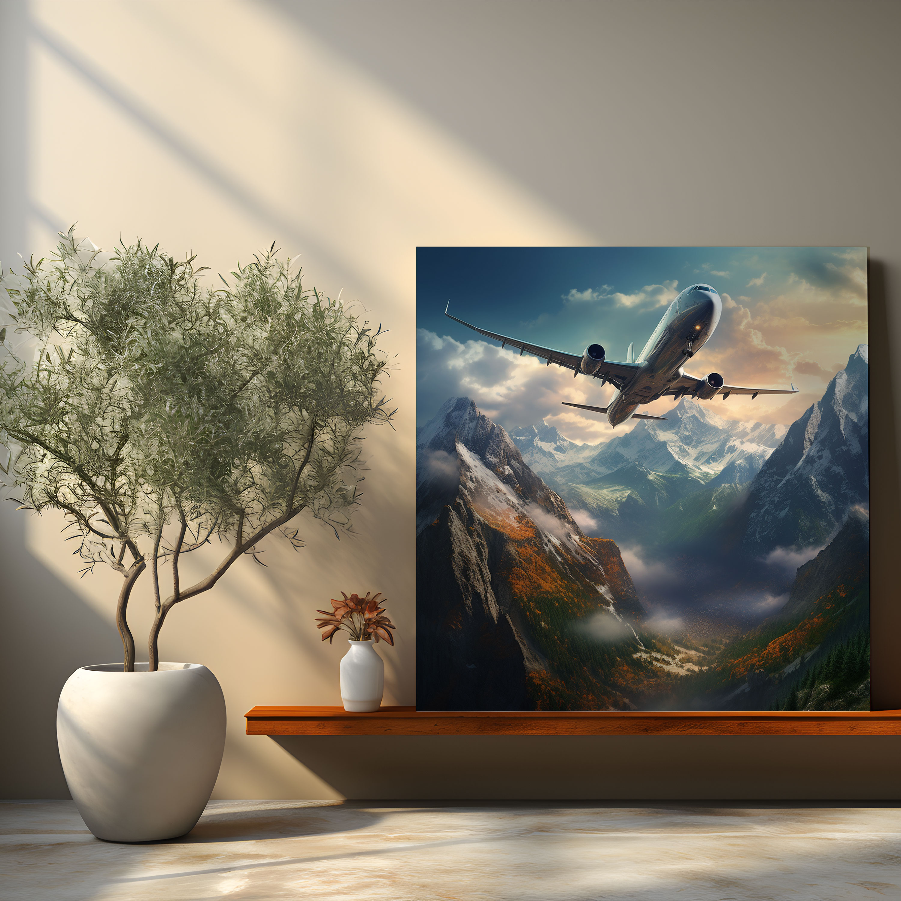 Airplane Wall Art - Realistic Digital Art Canvas Print - Airplane, Wall Art, Wall Decoration, Airplane