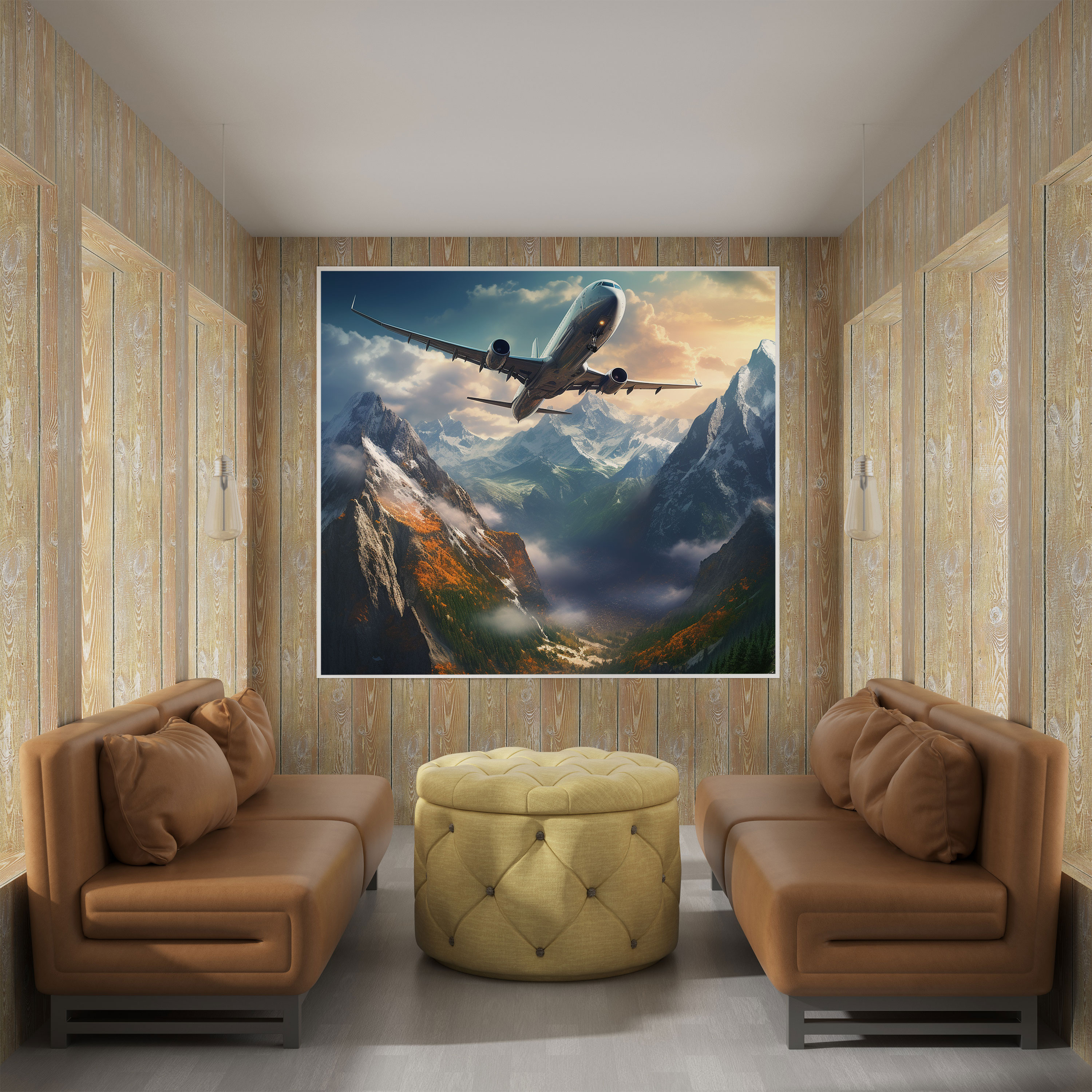 Airplane Wall Art - Realistic Digital Art Canvas Print - Airplane, Wall Art, Wall Decoration, Airplane
