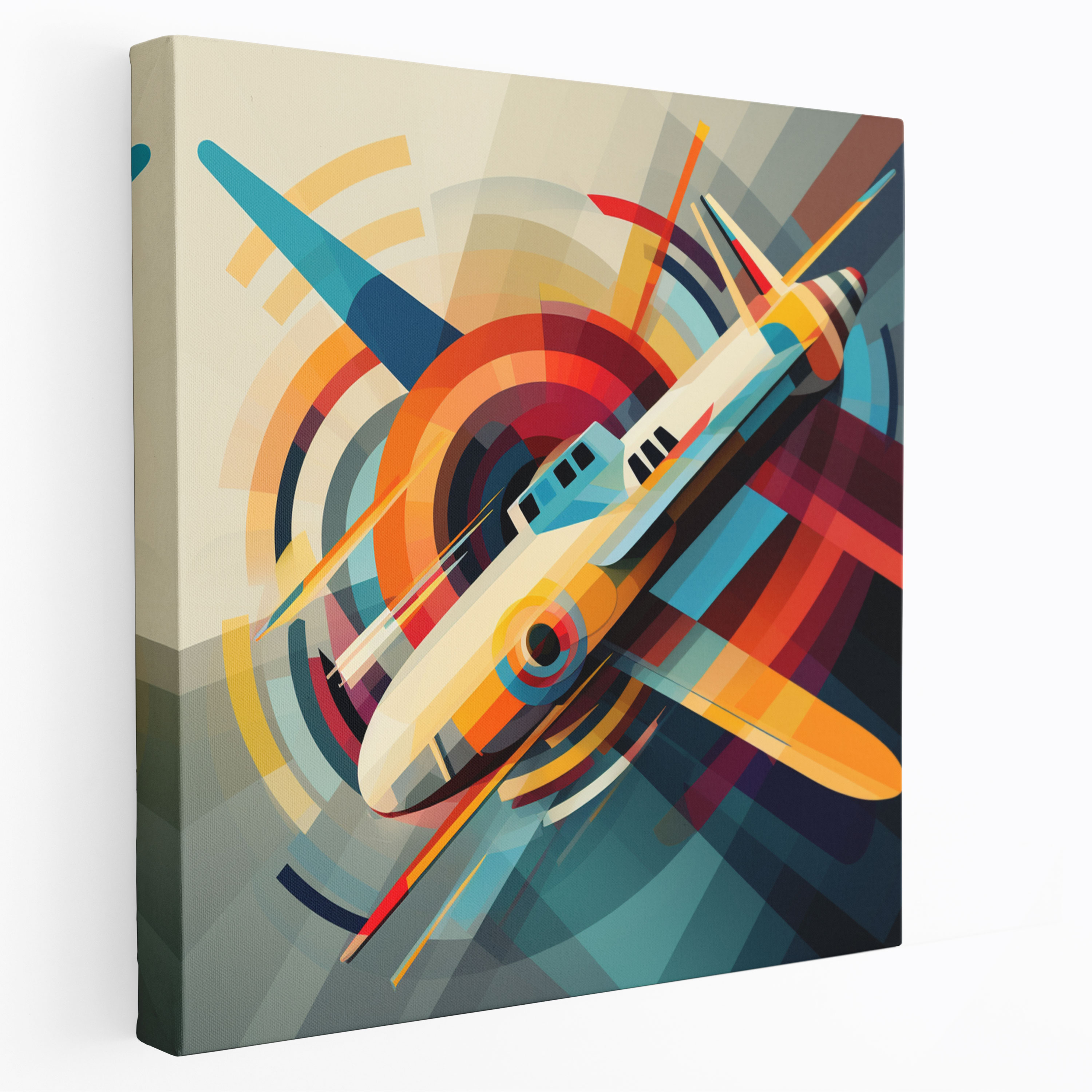 Airplane Canvas Print - Geometric Pattern Wall Decoration - Airplane, Geometric Pattern, Home Decoration, Canvas Wall Art