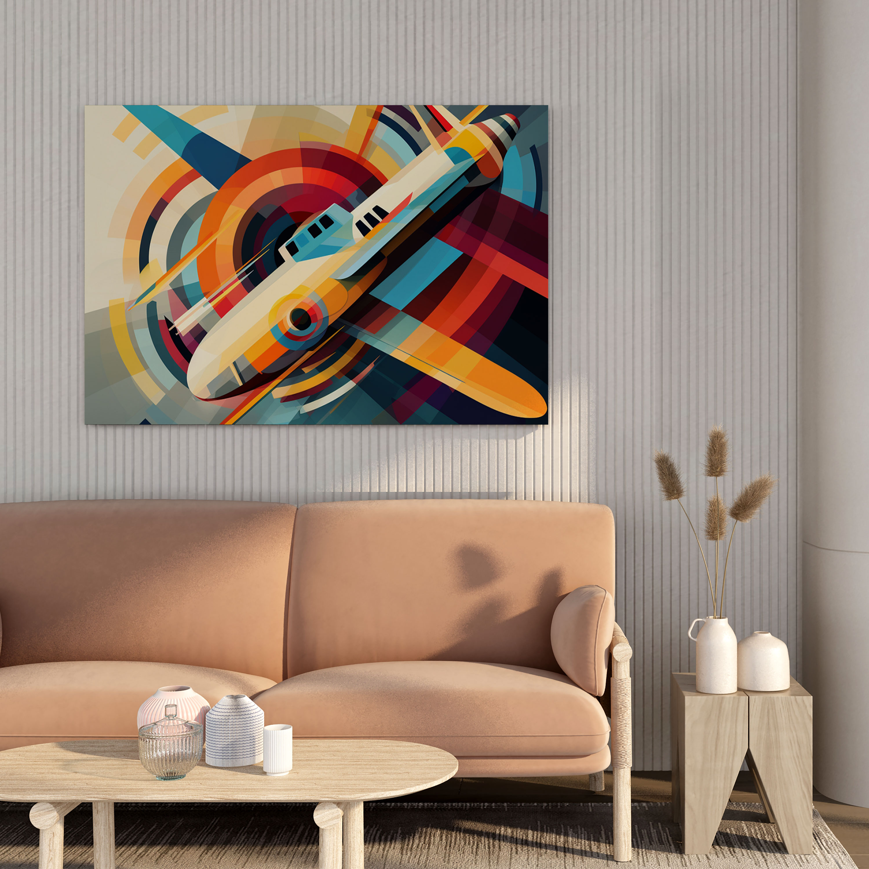 Airplane Canvas Print - Geometric Pattern Wall Decoration - Airplane, Geometric Pattern, Home Decoration, Canvas Wall Art