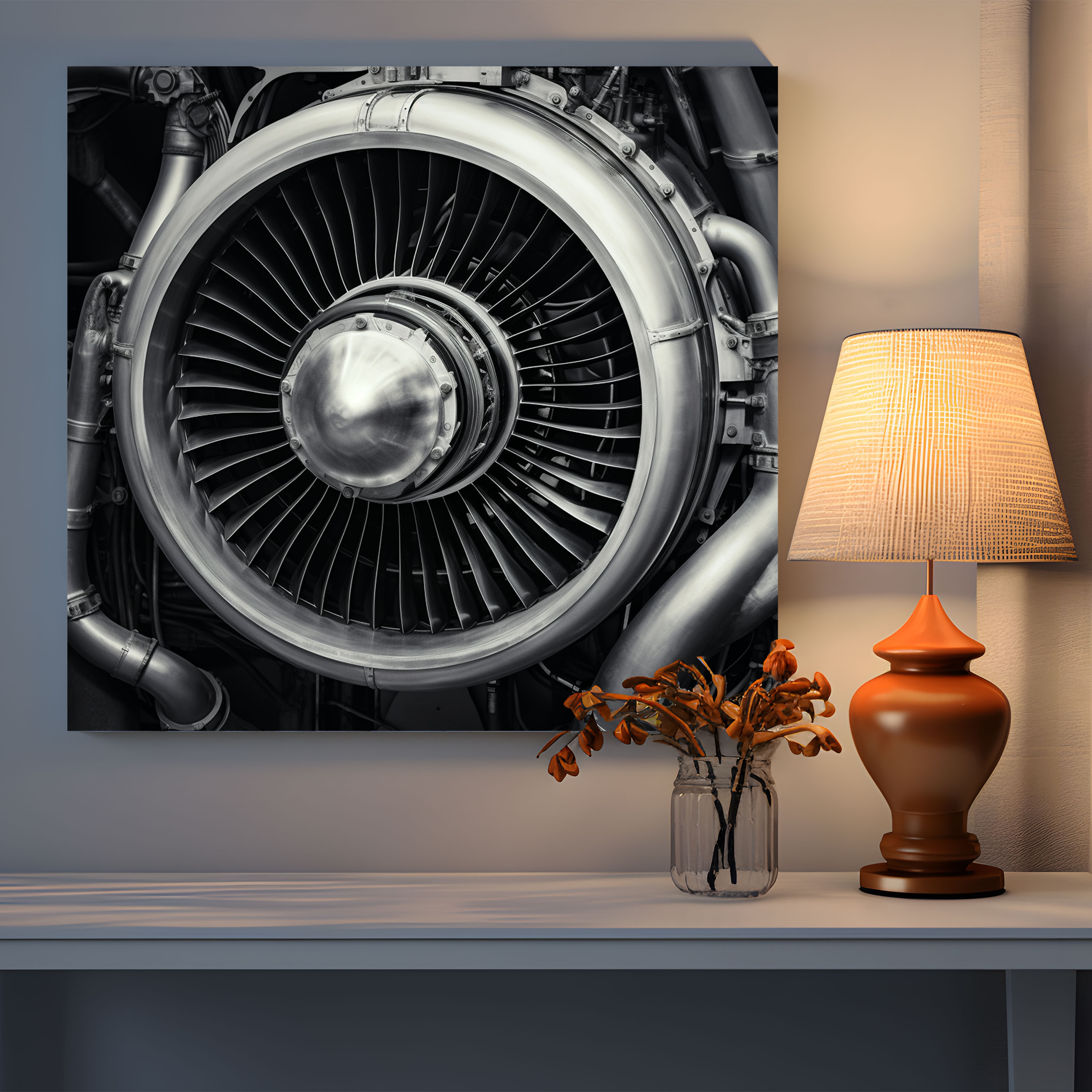 Airplane Wall Art - Black And White Photograph Canvas Print - Airplane, Canvas Print, Power, Home Decoration