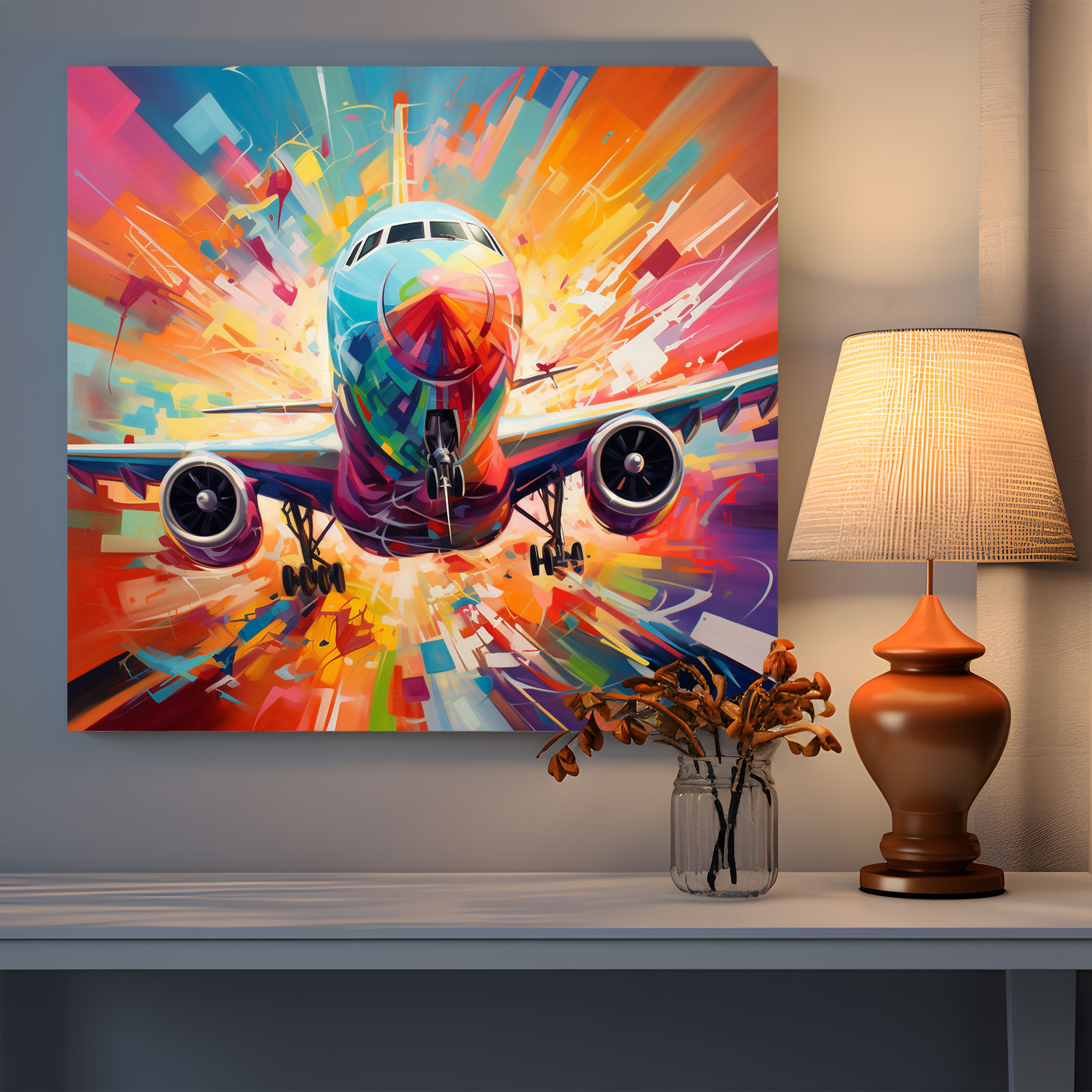 Airplane Canvas Print - Contemporary Art Wall Decoration - Airplane, Abstract, Movement, Canvas
