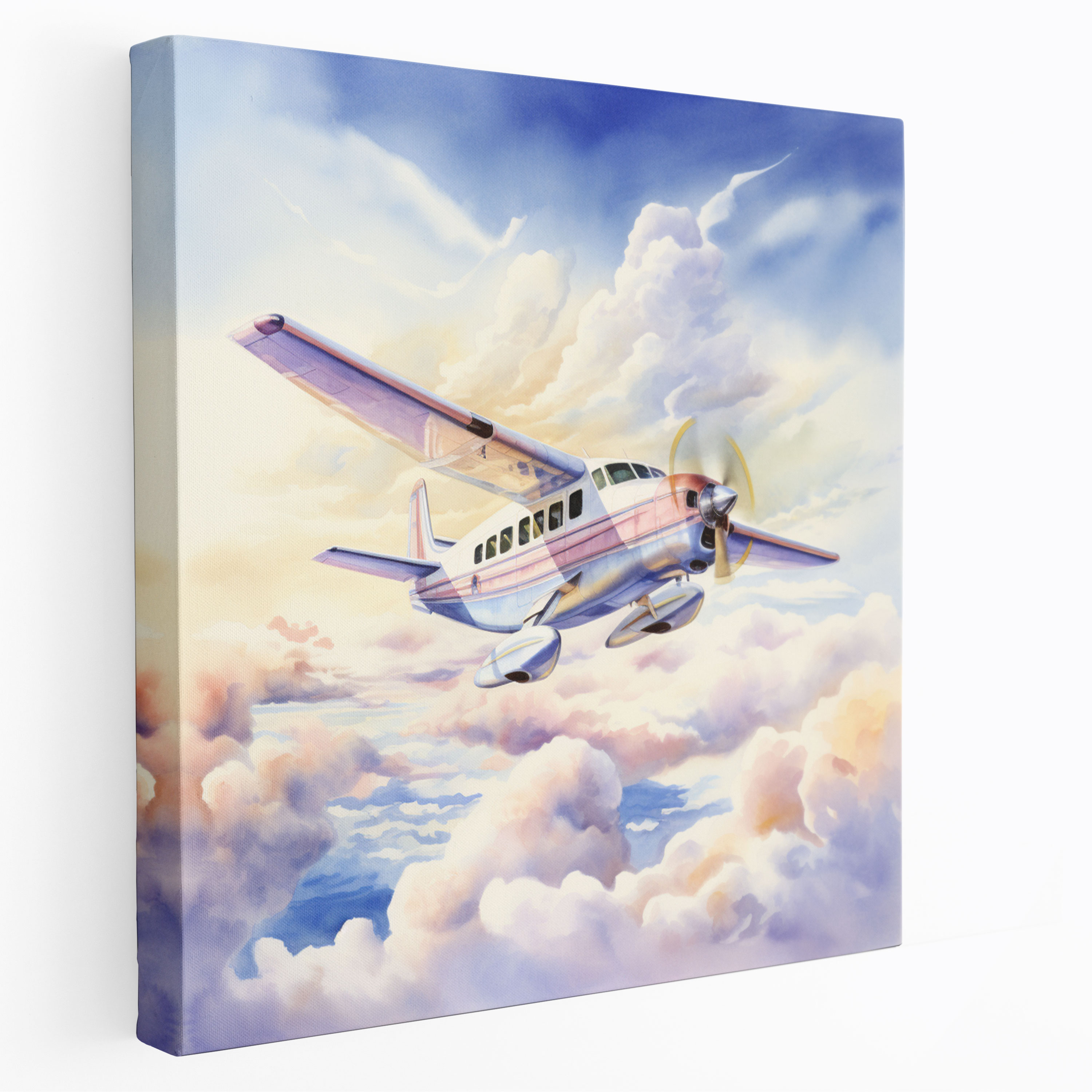 Airplane Wall Decoration - Watercolor Painting Canvas Print - Airplane, Canvas Wall Art, Serene, Wall Art
