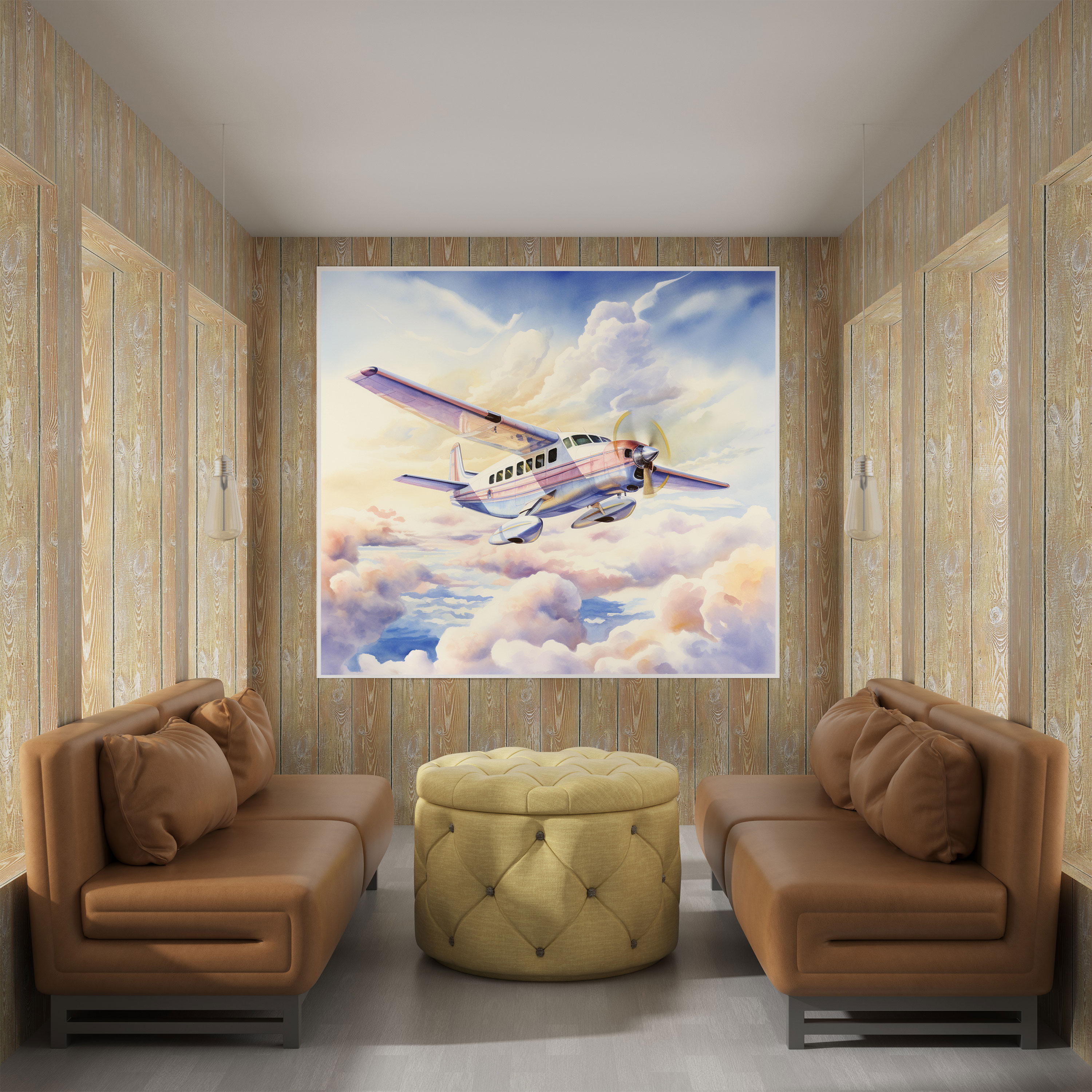 Airplane Wall Decoration - Watercolor Painting Canvas Print - Airplane, Canvas Wall Art, Serene, Wall Art