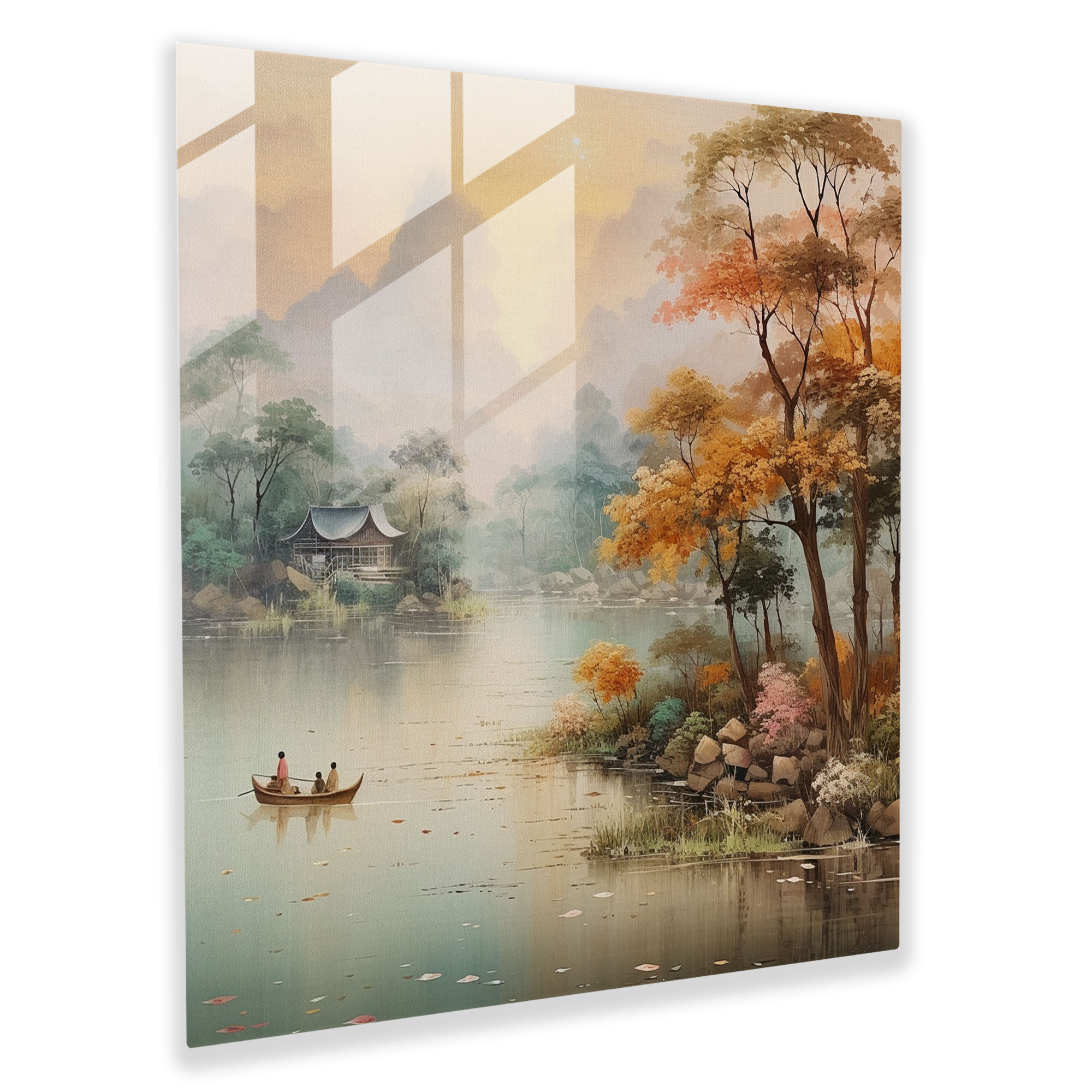 Asian Tranquility Glass Print - Asian, Glass Wall Art, Earthy Tones, Tranquil