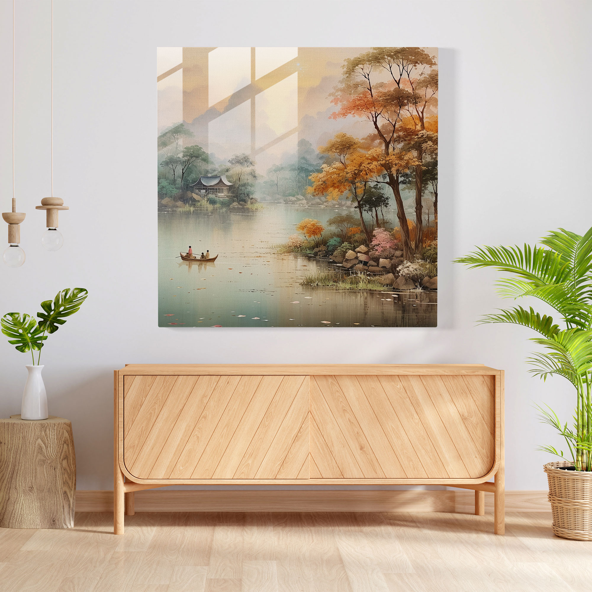 Asian Tranquility Glass Print - Asian, Glass Wall Art, Earthy Tones, Tranquil