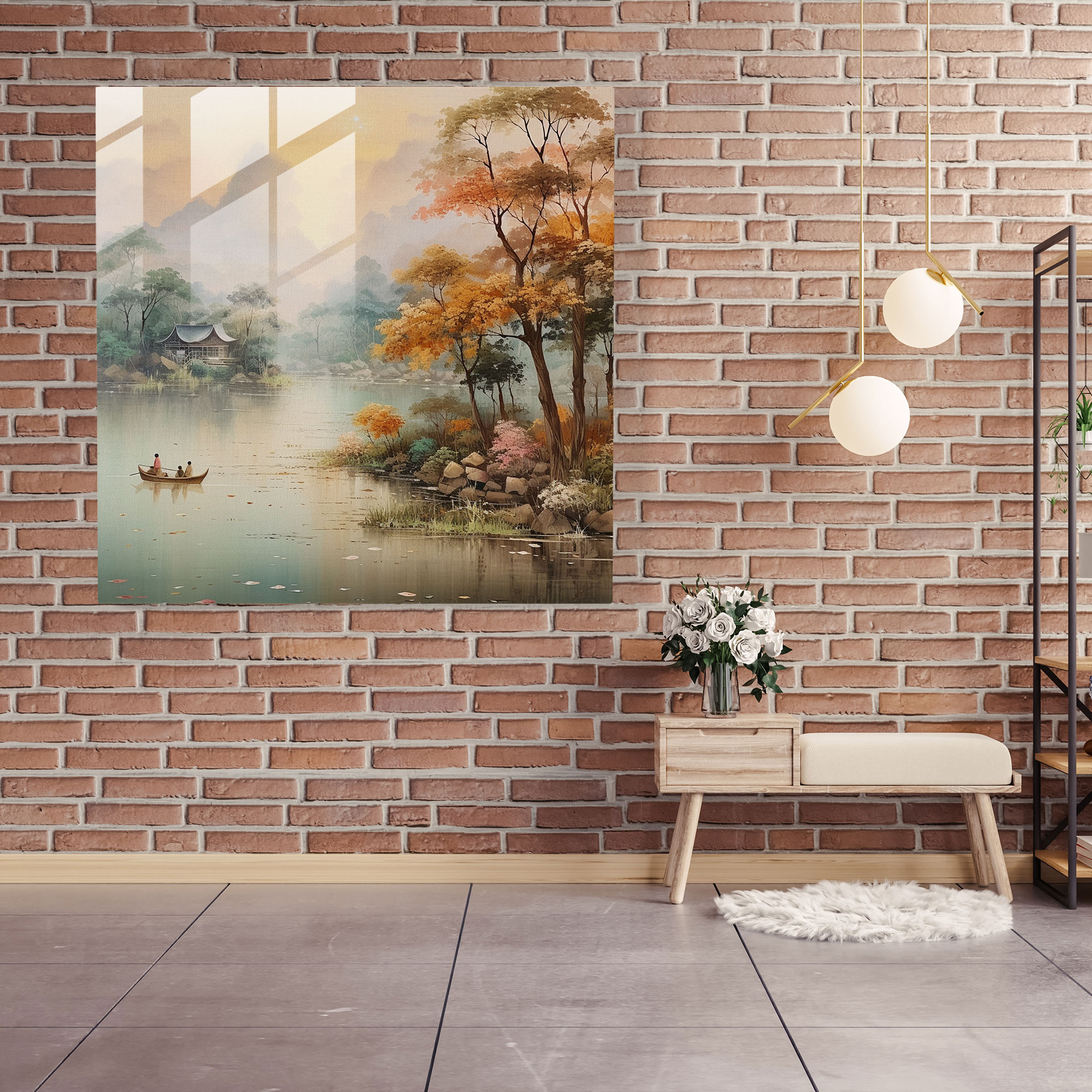 Asian Tranquility Glass Print - Asian, Glass Wall Art, Earthy Tones, Tranquil