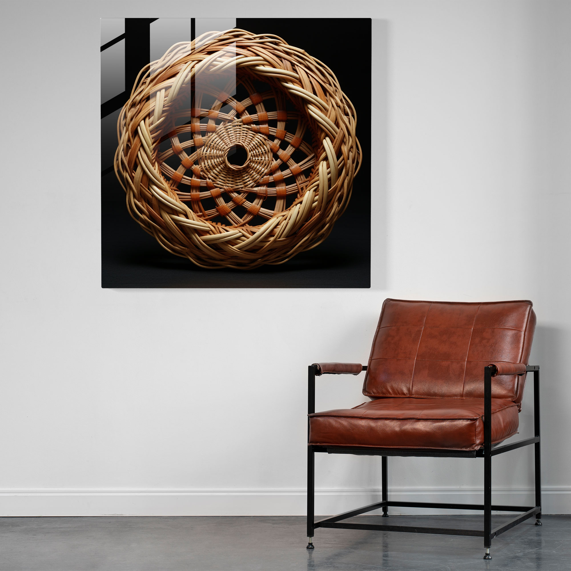 Asian Harmony Glass Print - Asian, Filipino Basket Weaving, Modern Art, Home Decoration