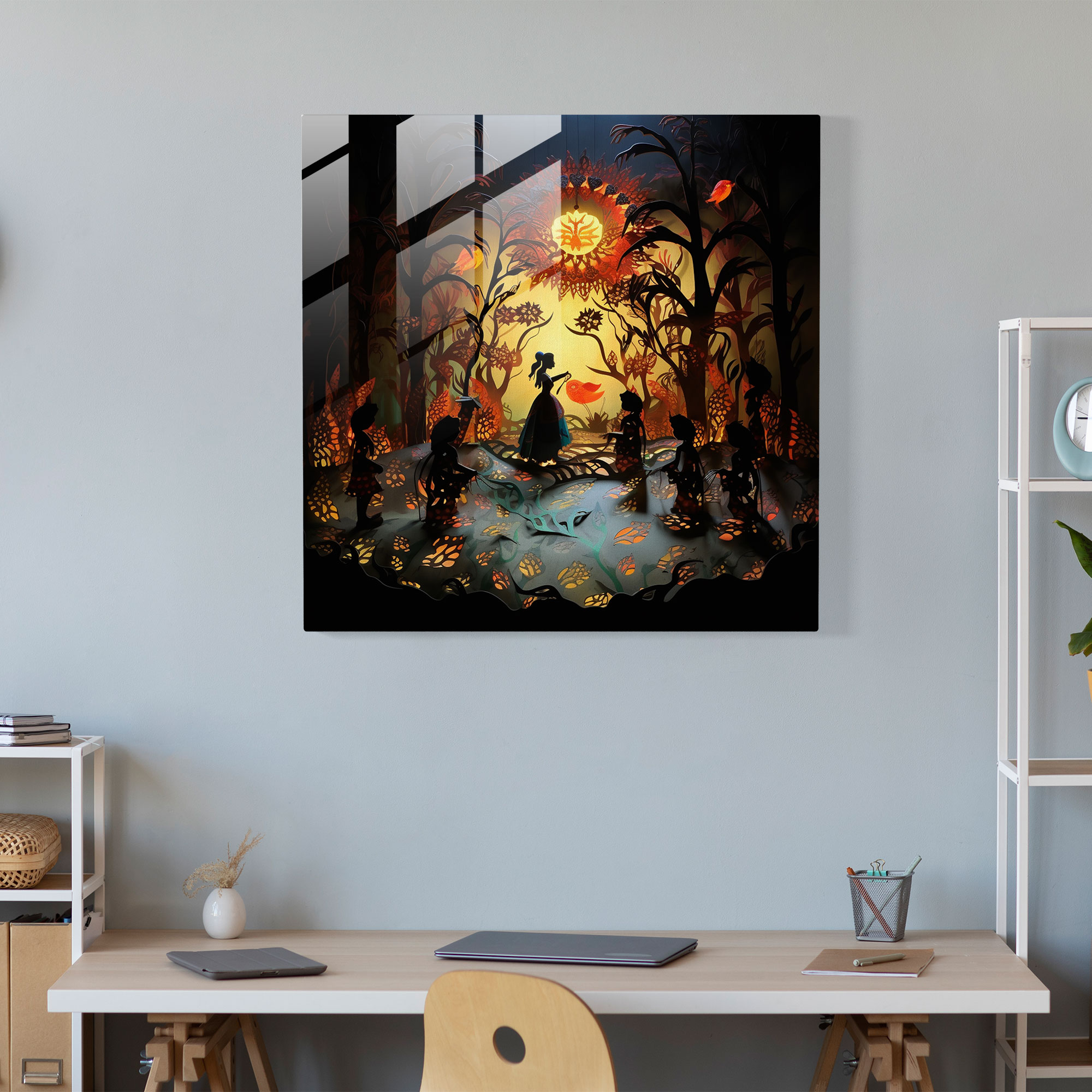 Asian Enchant Glass Print - Asian, Modern Art, Home Decoration, Intricately Designed Puppets