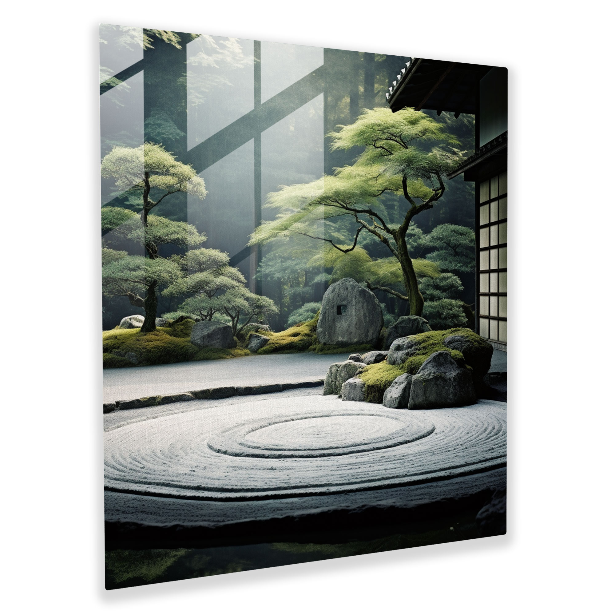 Asian Zen Glass Print - Asian, Japanese Zen Garden, Calming Atmosphere, Minimalist