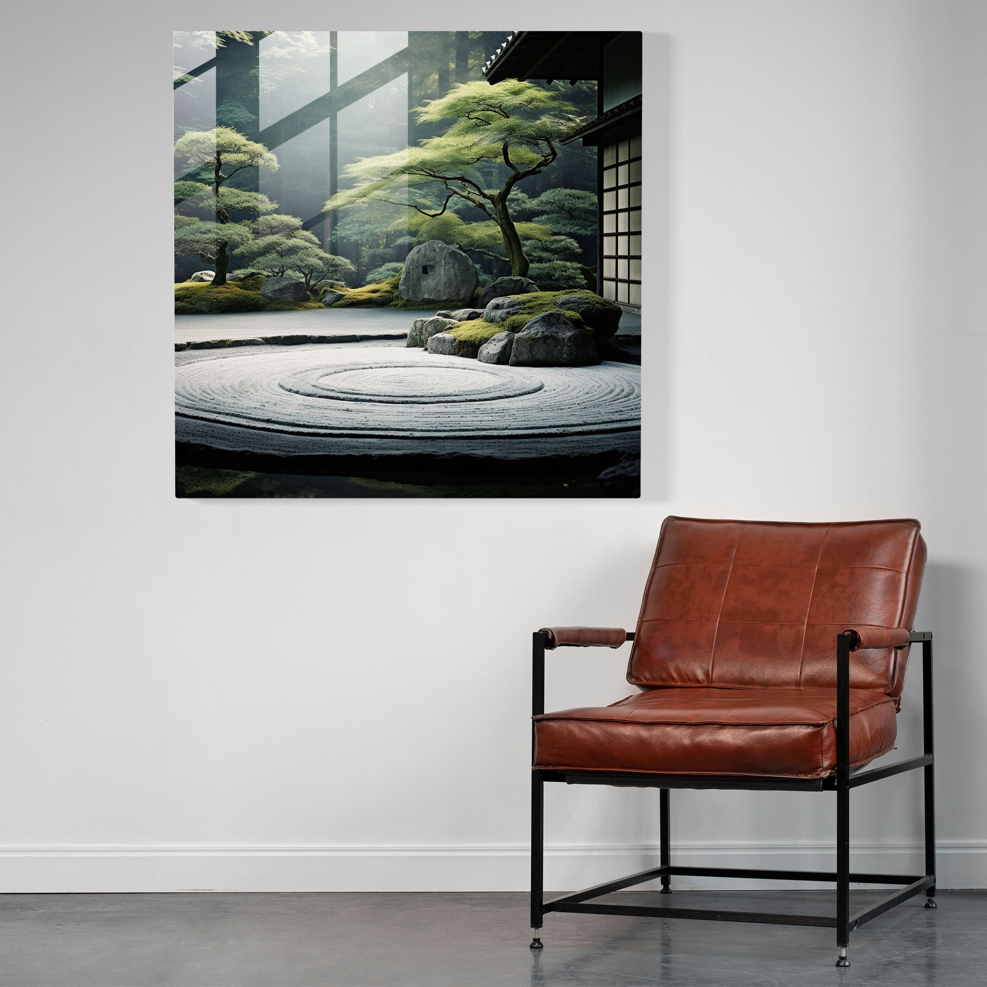 Asian Zen Glass Print - Asian, Japanese Zen Garden, Calming Atmosphere, Minimalist