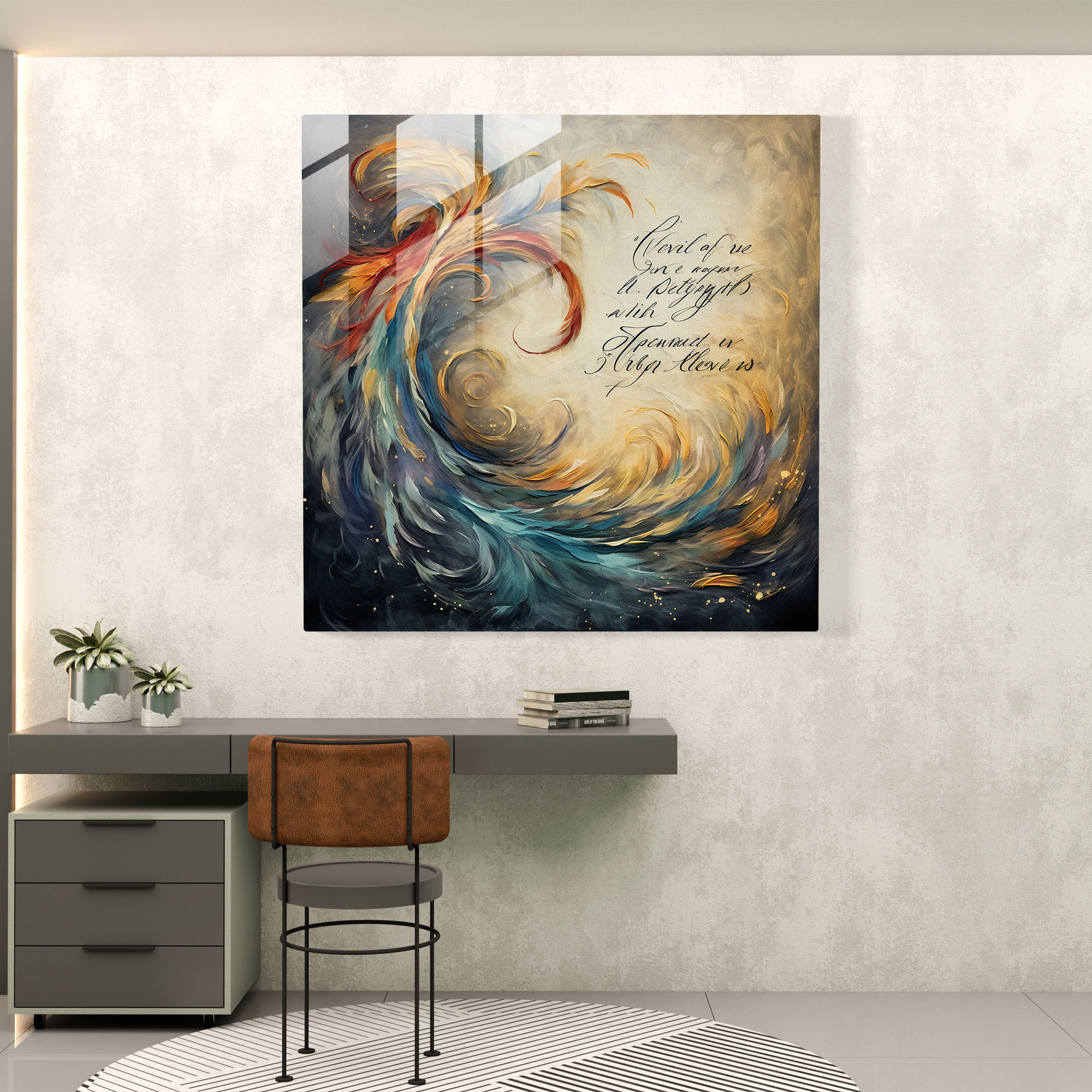 Asya Bilgeliği Cam Tablo - Asya Modern Sanat Cam Tablo Duvar Süsü