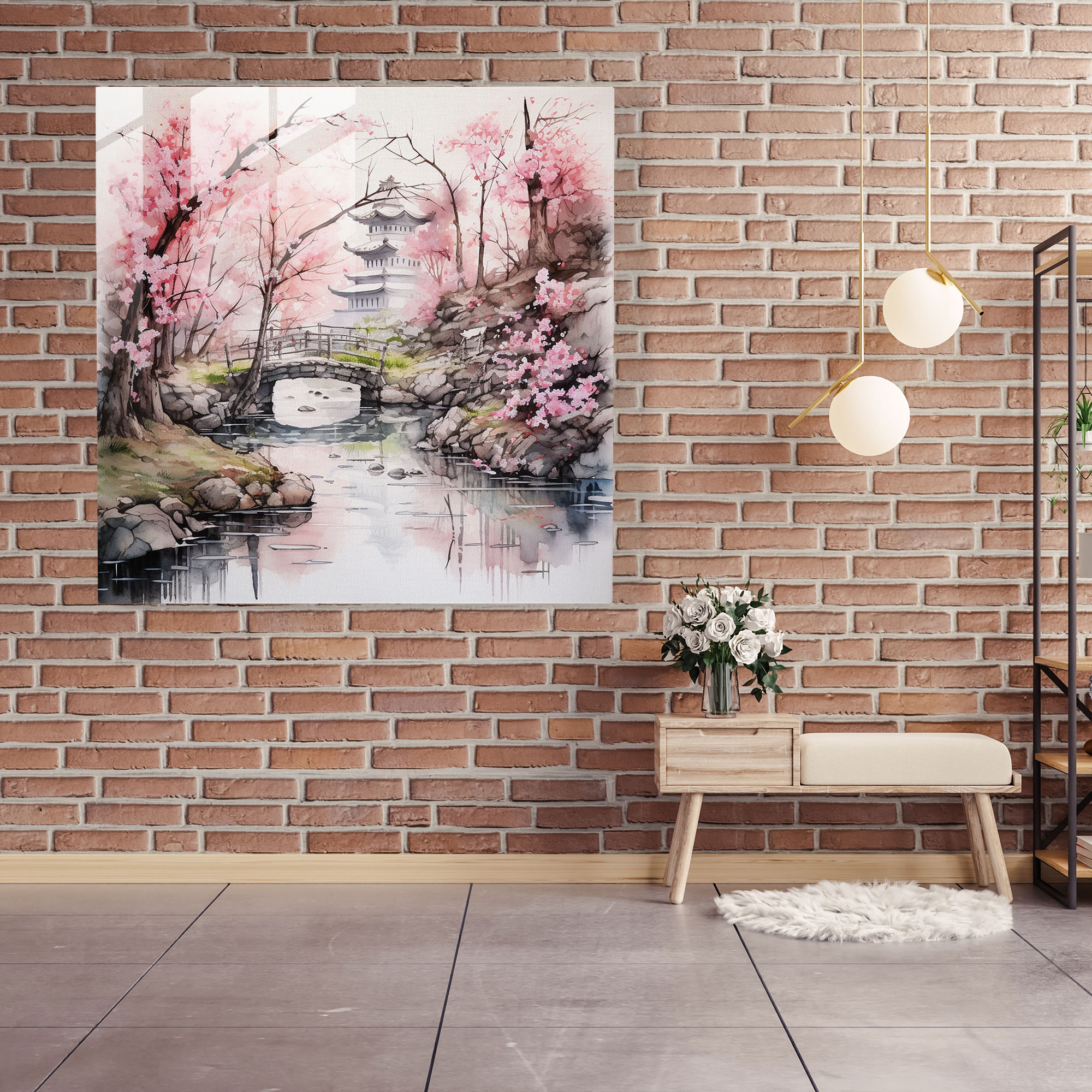 Asian Garden Glass Print - Asian, Serene Garden, Glass Print, Glass Wall Art