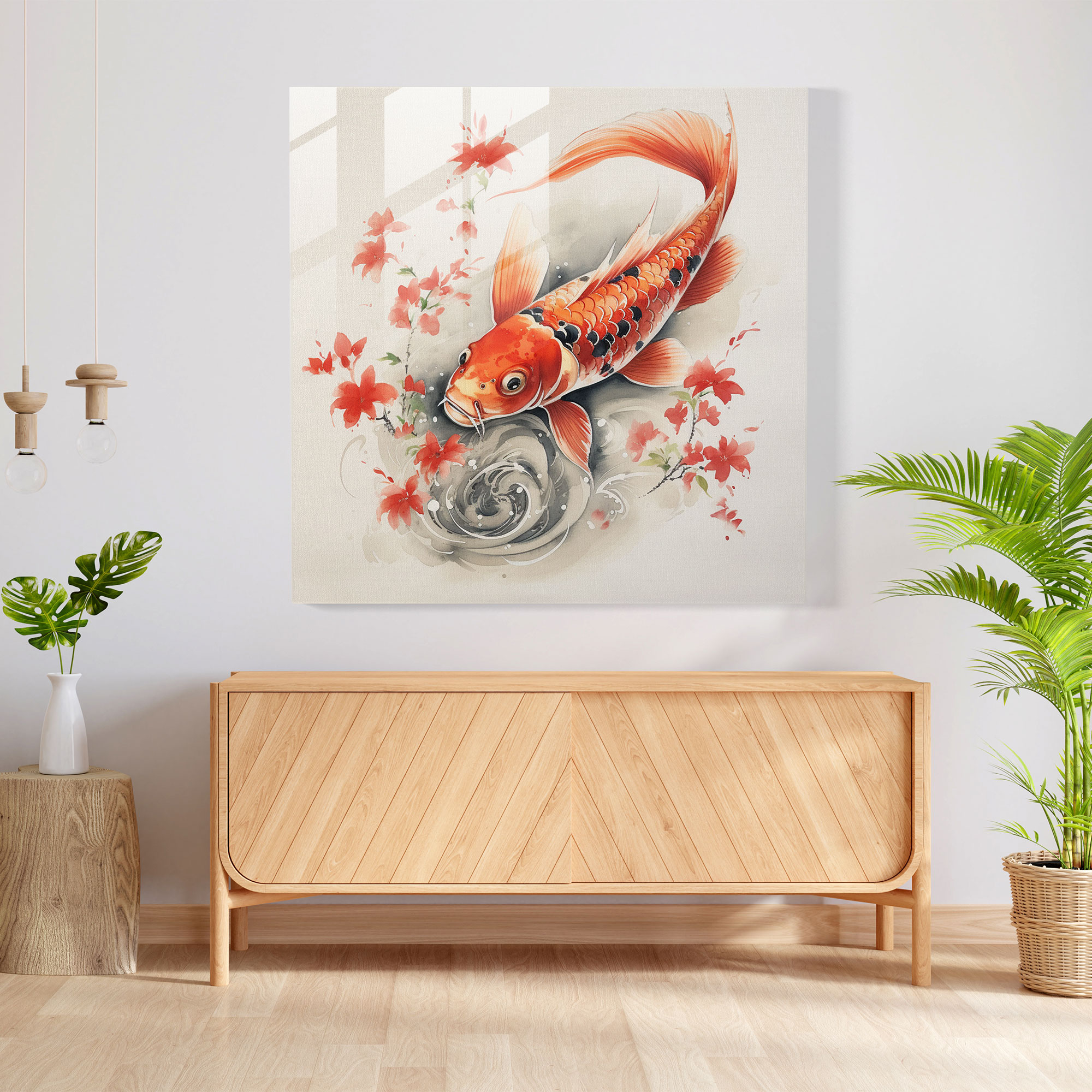 Asya'dan Gelen Akıllı ve Sakin Fırça Sanatı Cam Tablo - Asya Ev Dekorasyonu Modern Sanat