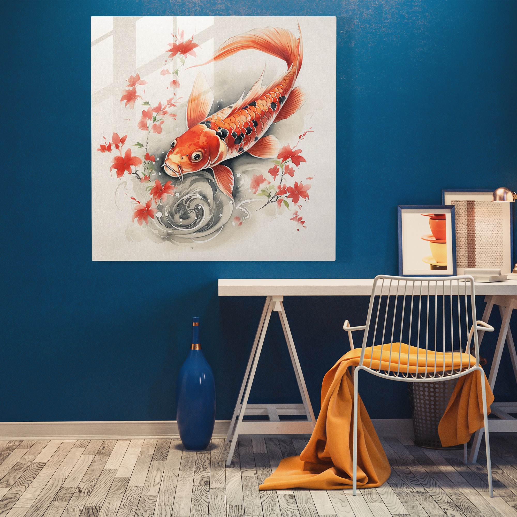 Asya'dan Gelen Akıllı ve Sakin Fırça Sanatı Cam Tablo - Asya Ev Dekorasyonu Modern Sanat
