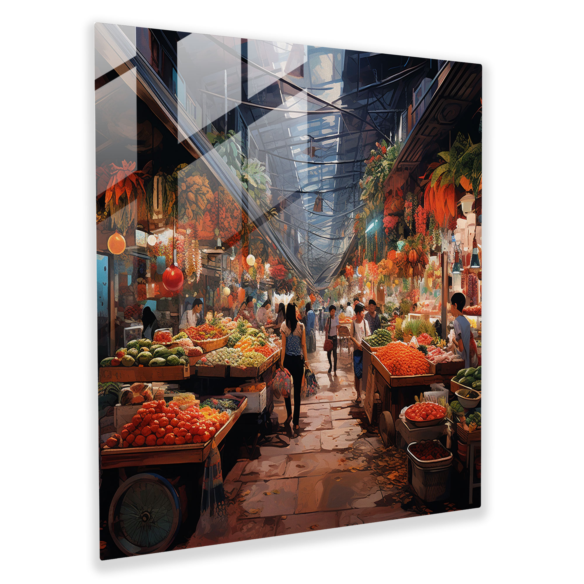 Asian Market Glass Print - Vibrant Contemporary Collage - Asian, Asian, Glass Print, Asian Market