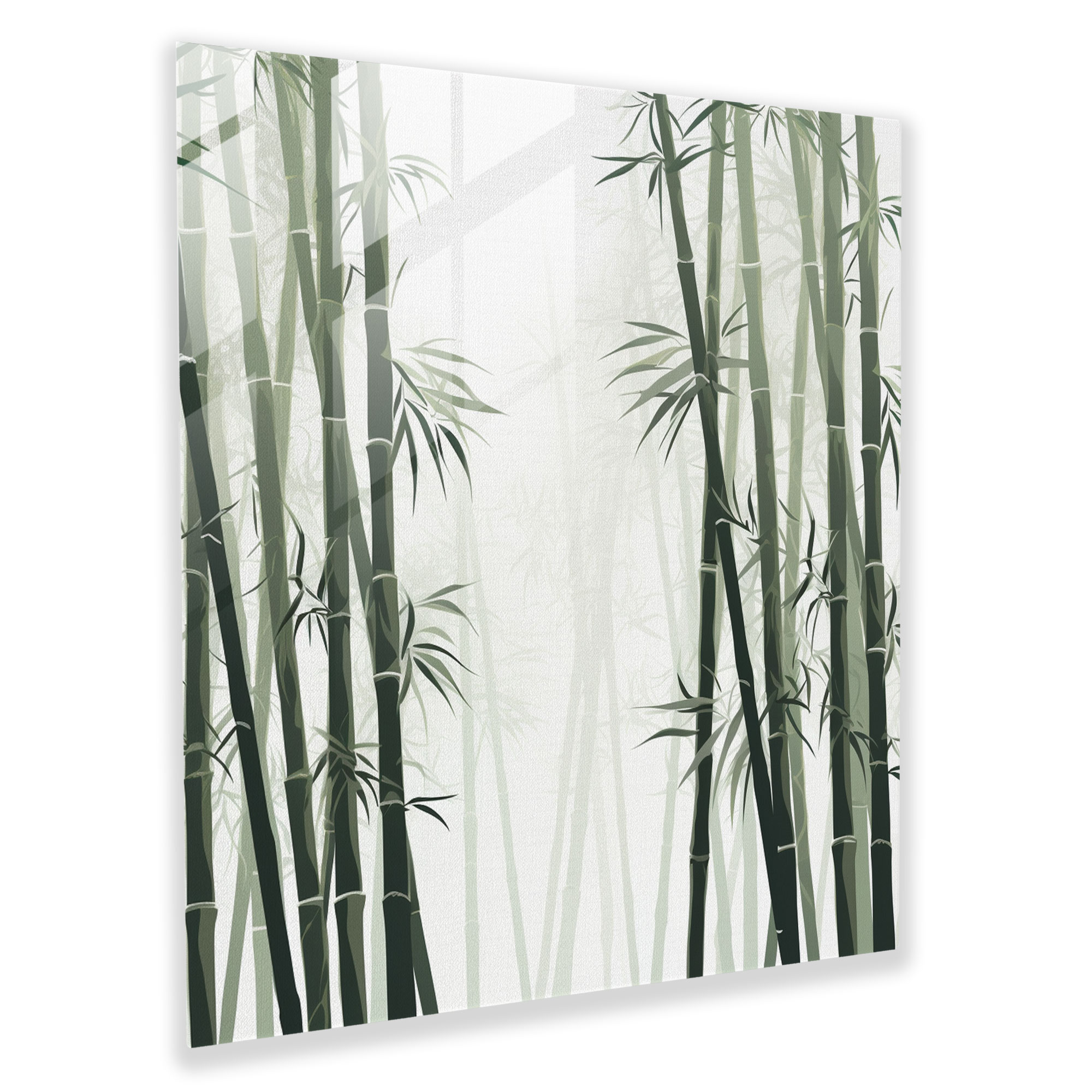Asian Bamboo Forest Glass Print - Minimalist Serenity - Asian, Modern Art, Simplicity, Glass Print