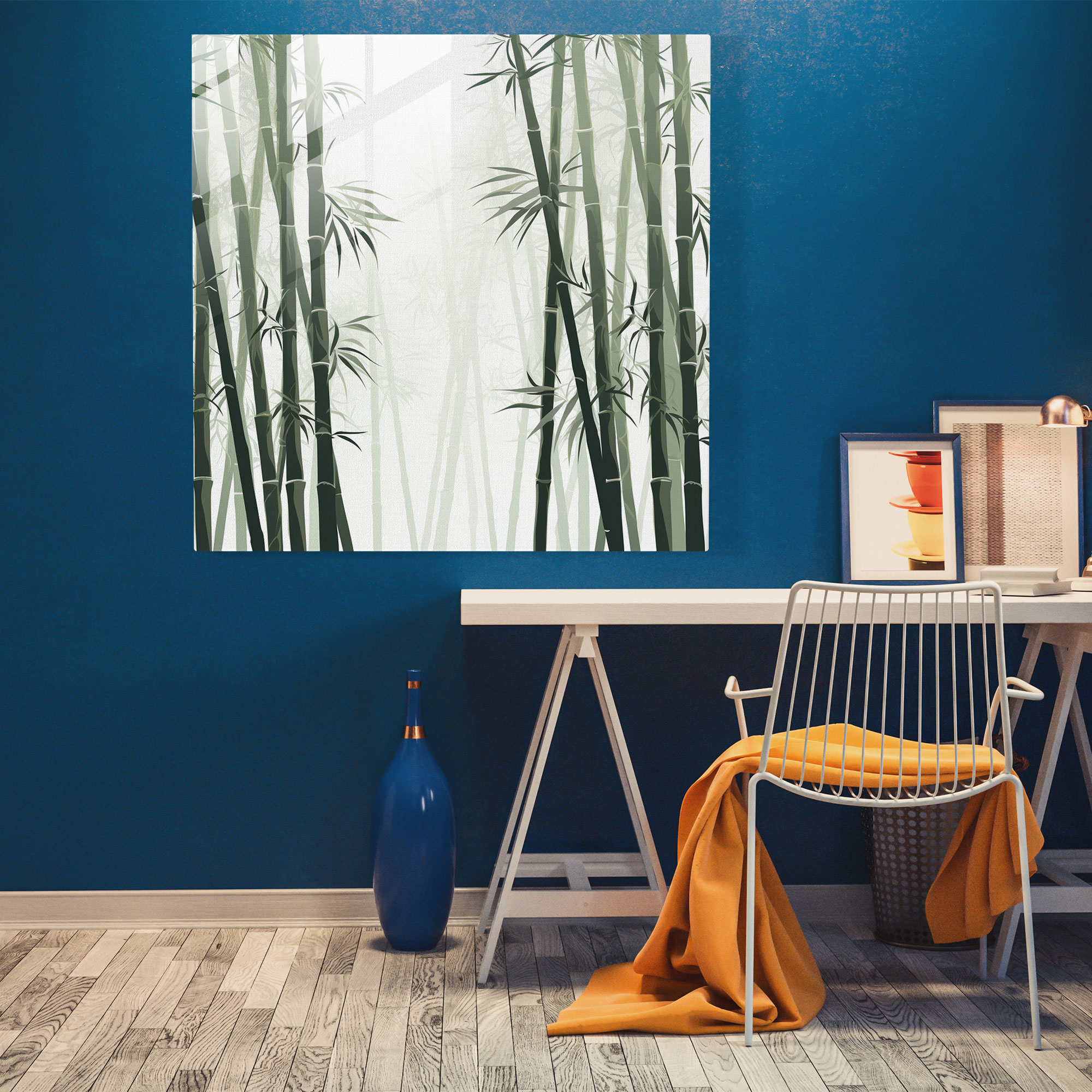 Asian Bamboo Forest Glass Print - Minimalist Serenity - Asian, Modern Art, Simplicity, Glass Print